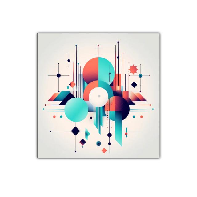Composición geométrica vibrante con formas y líneas dinámicas