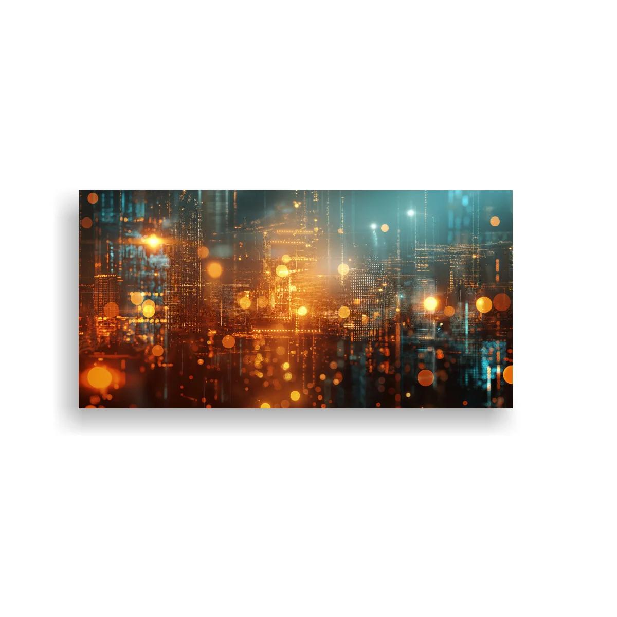 Cuadro luces urbanas abstractas con destellos anaranjados — imagen principal