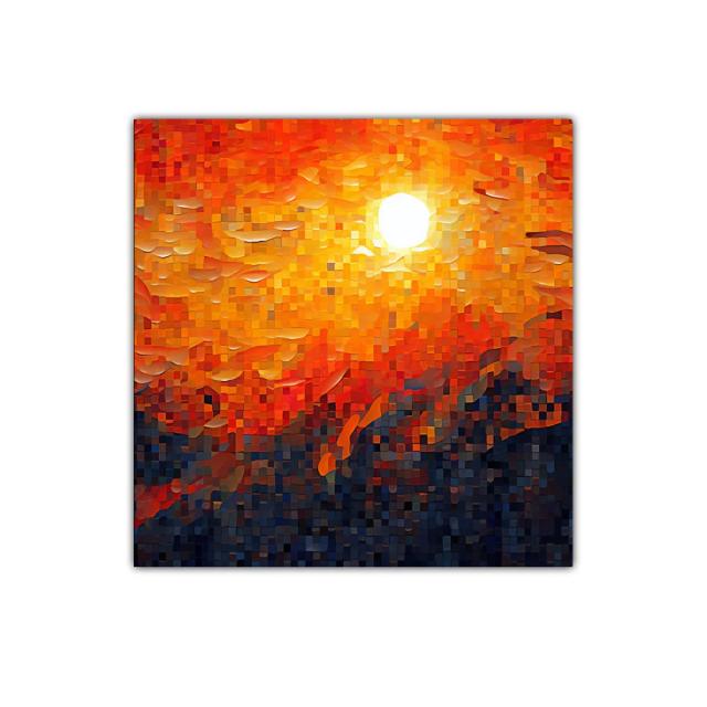 Atardecer vibrante con mosaico de tonos cálidos y fríos