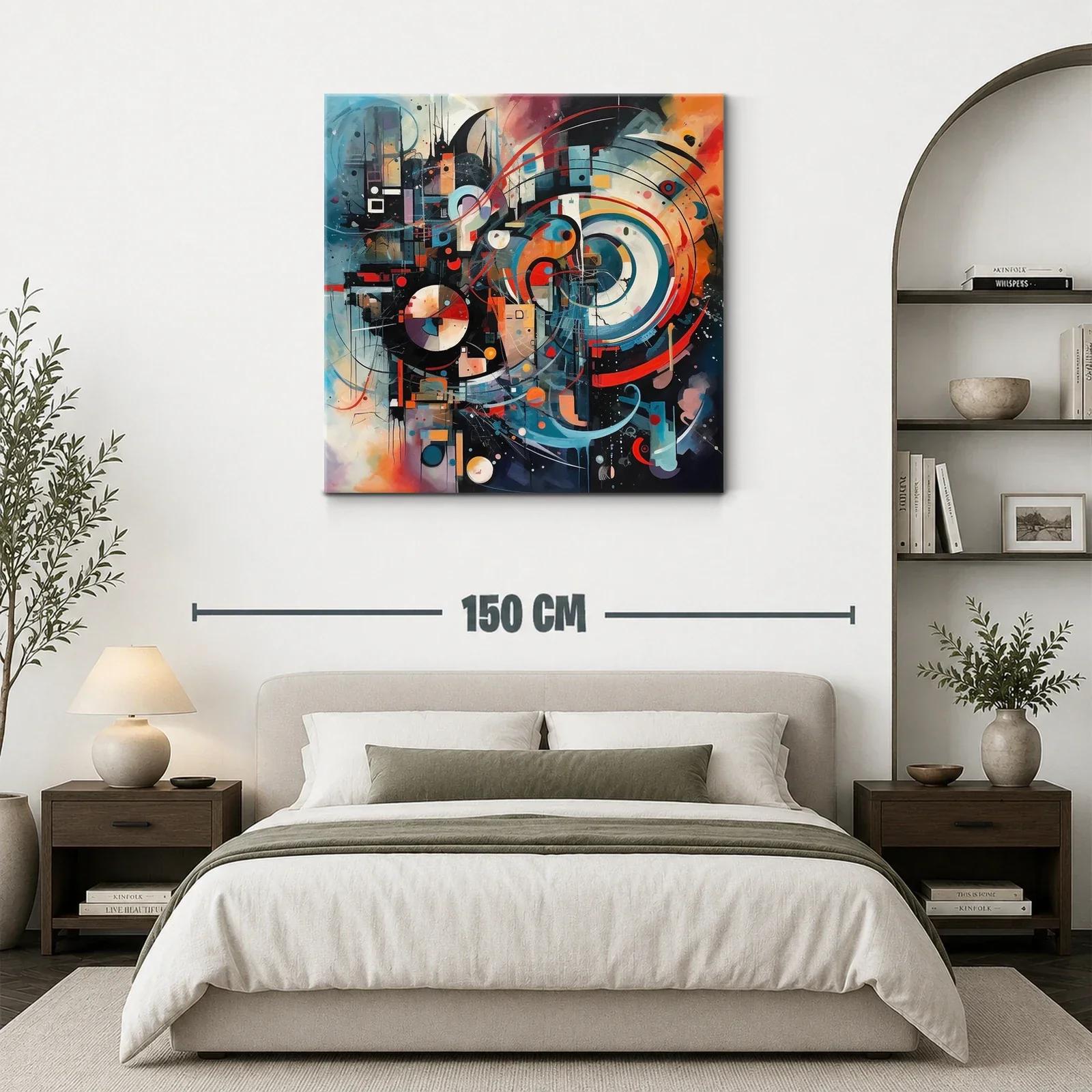 Cuadro abstracto con formas circulares y dinámicas — miniatura 3
