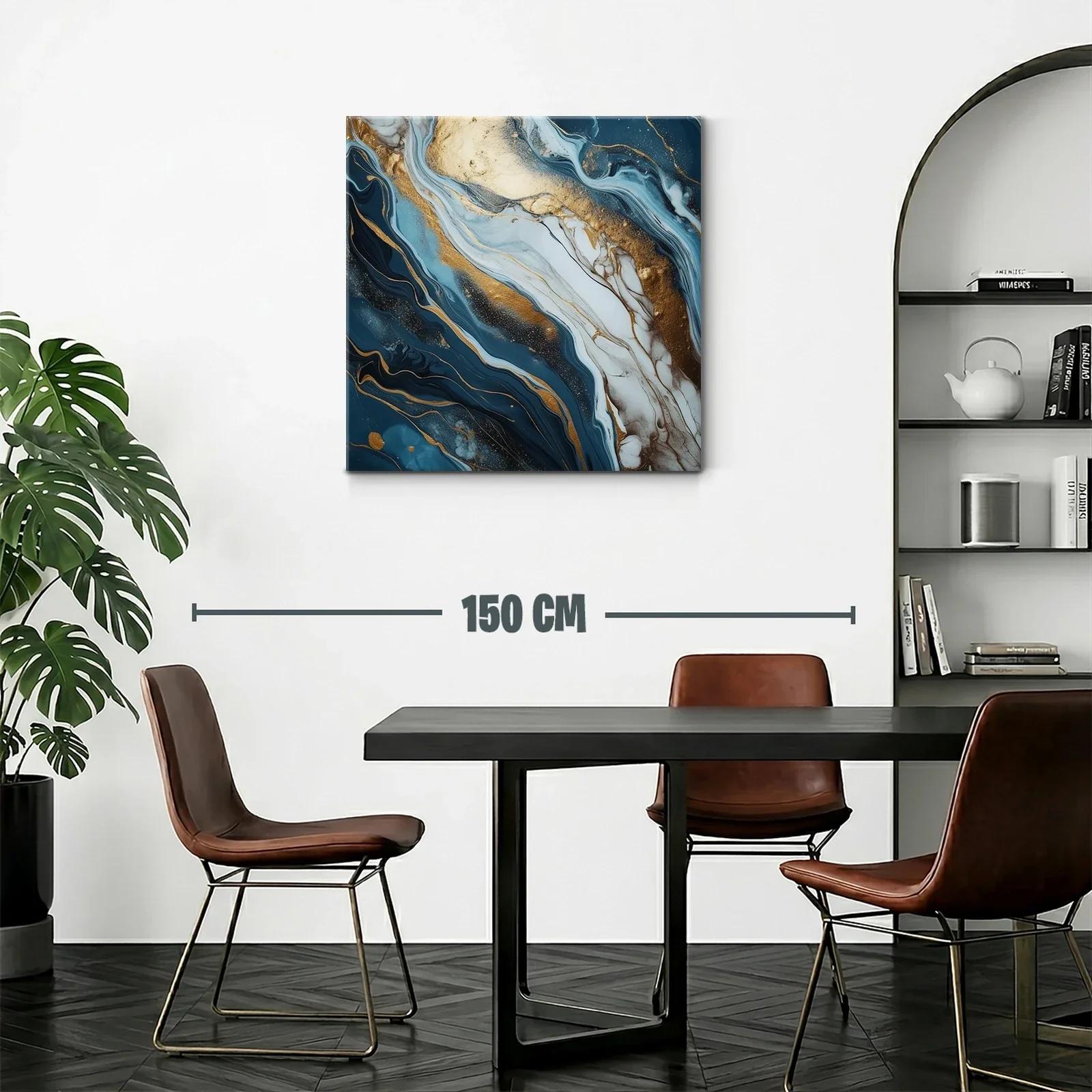 Abstracto moderno con vetas doradas y tonos azul profundo — miniatura 2