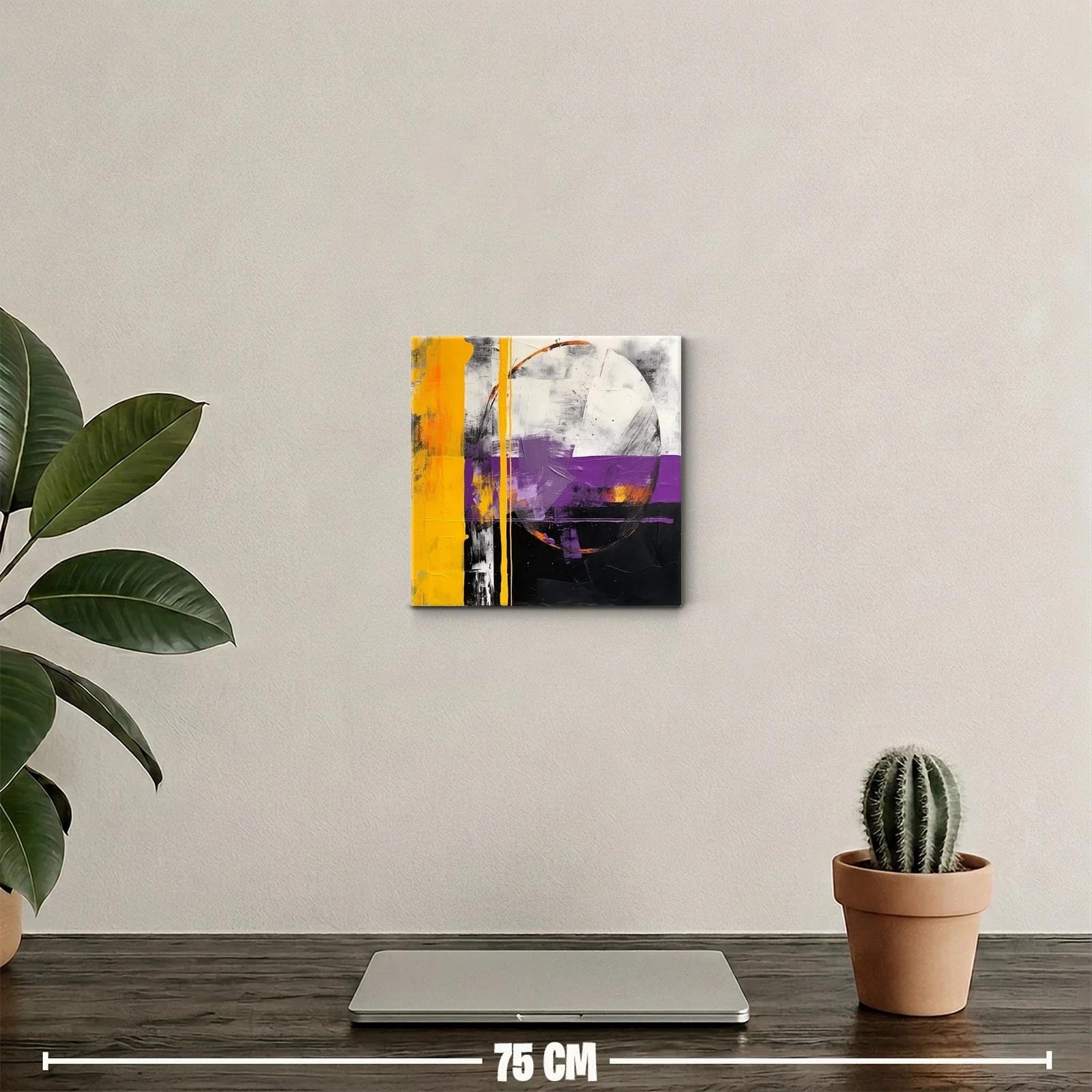 Cuadro abstracto con líneas vibrantes y formas circulares — miniatura 2