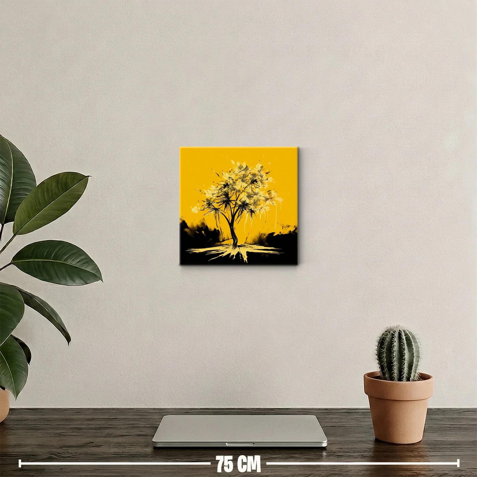Árbol abstracto con flores amarillas sobre fondo vibrante — miniatura 2
