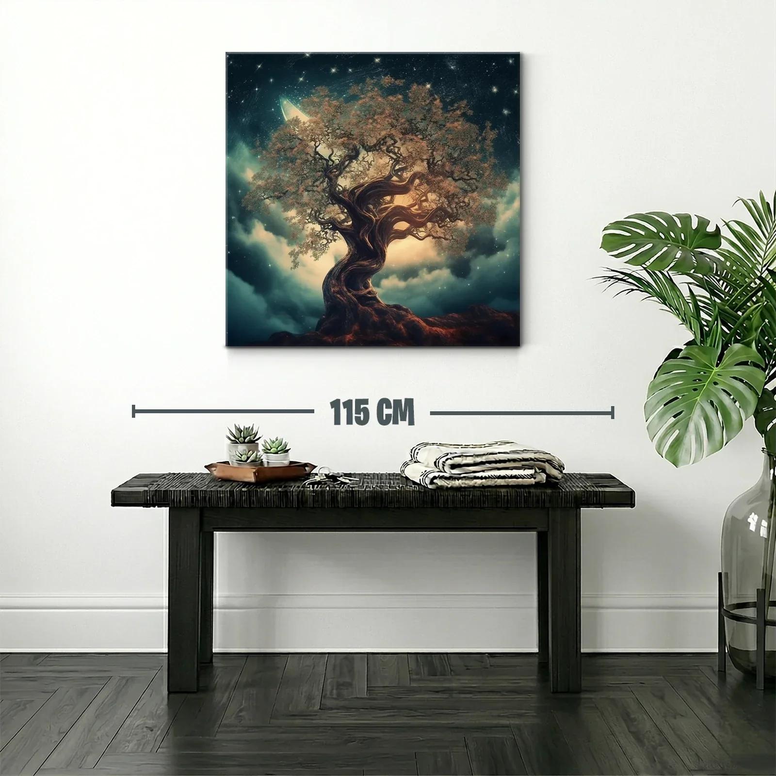 Árbol Fantástico bajo un Cielo Estrellado Nocturno — miniatura 2