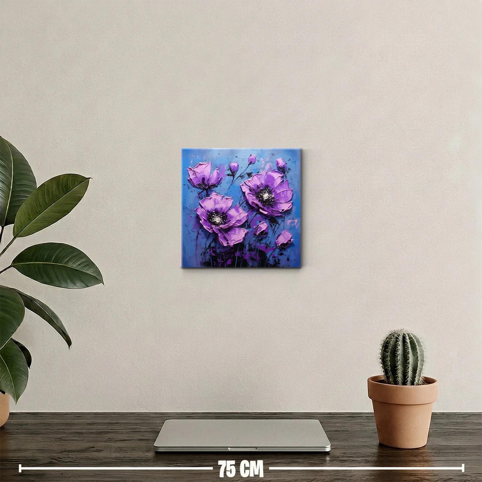 Flores Violetas Vibrantes en Fondo Azul Profundo — miniatura 2
