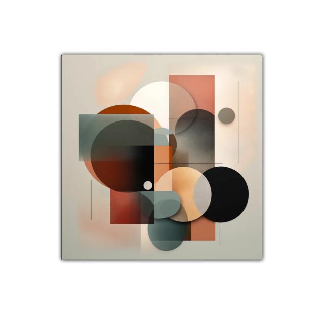 Composición Abstracta con Formas Geométricas y Tonos Cálidos