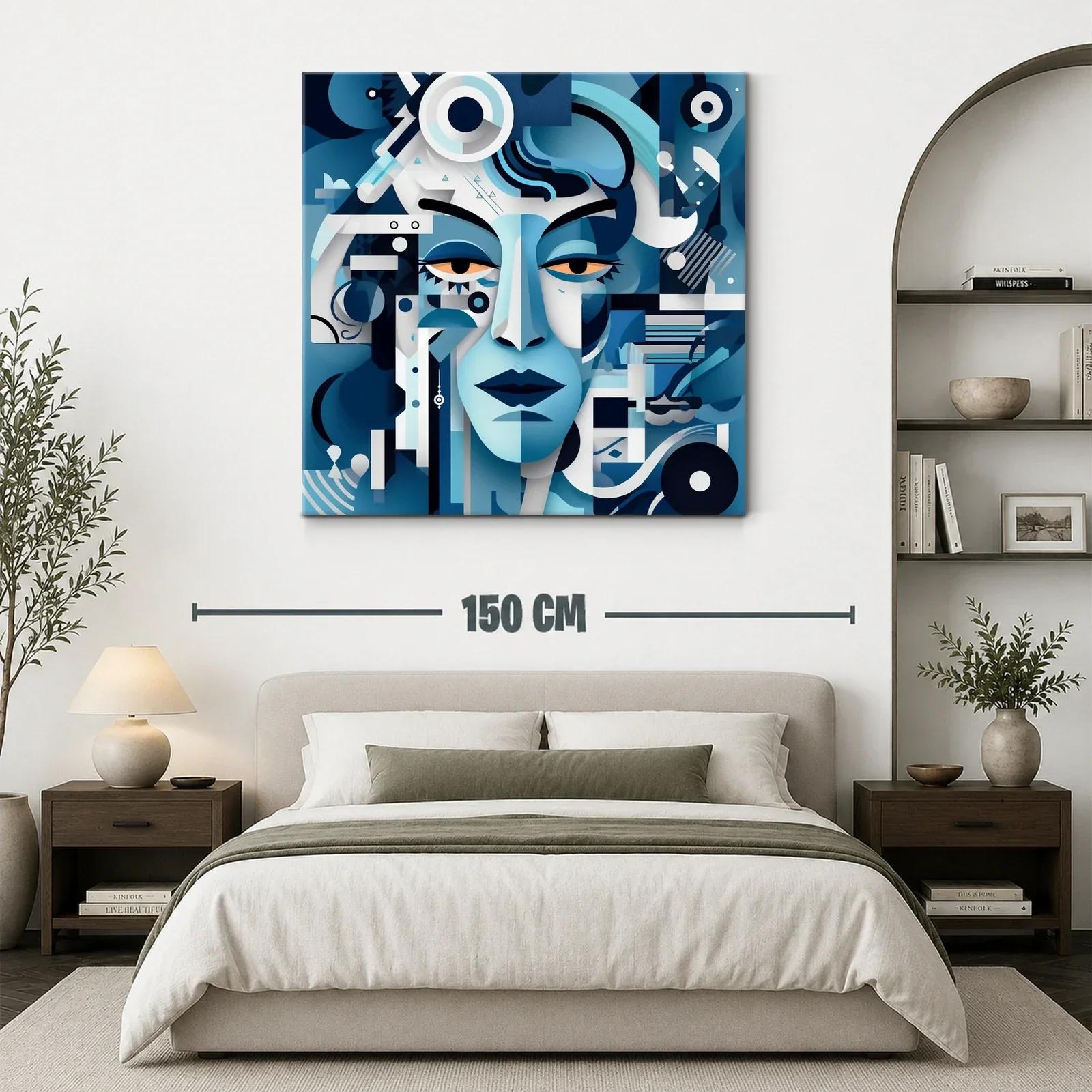 Rostro abstracto en tonos azules con estilo geométrico — miniatura 3