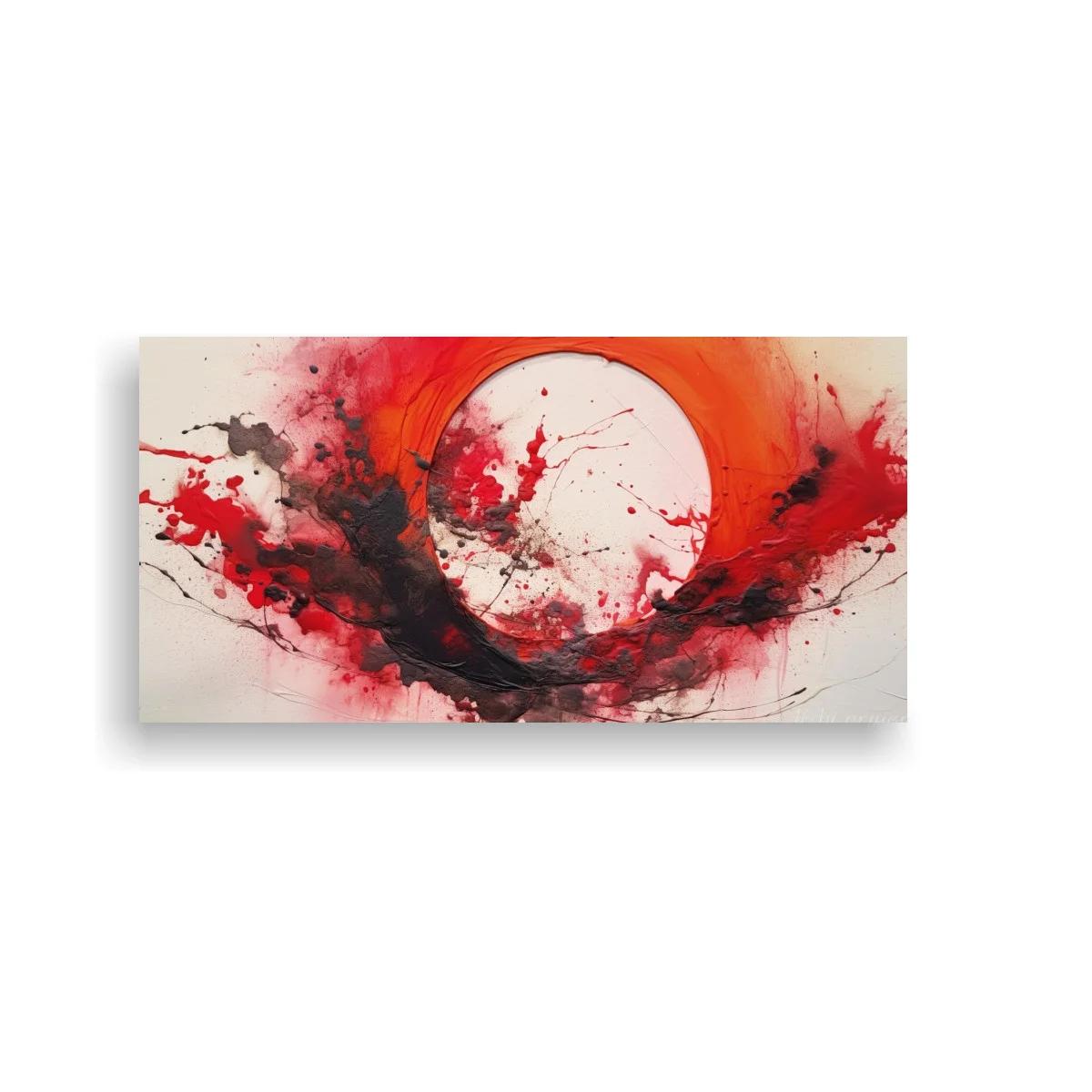 Cuadro sol rojo abstracto con salpicaduras — imagen principal