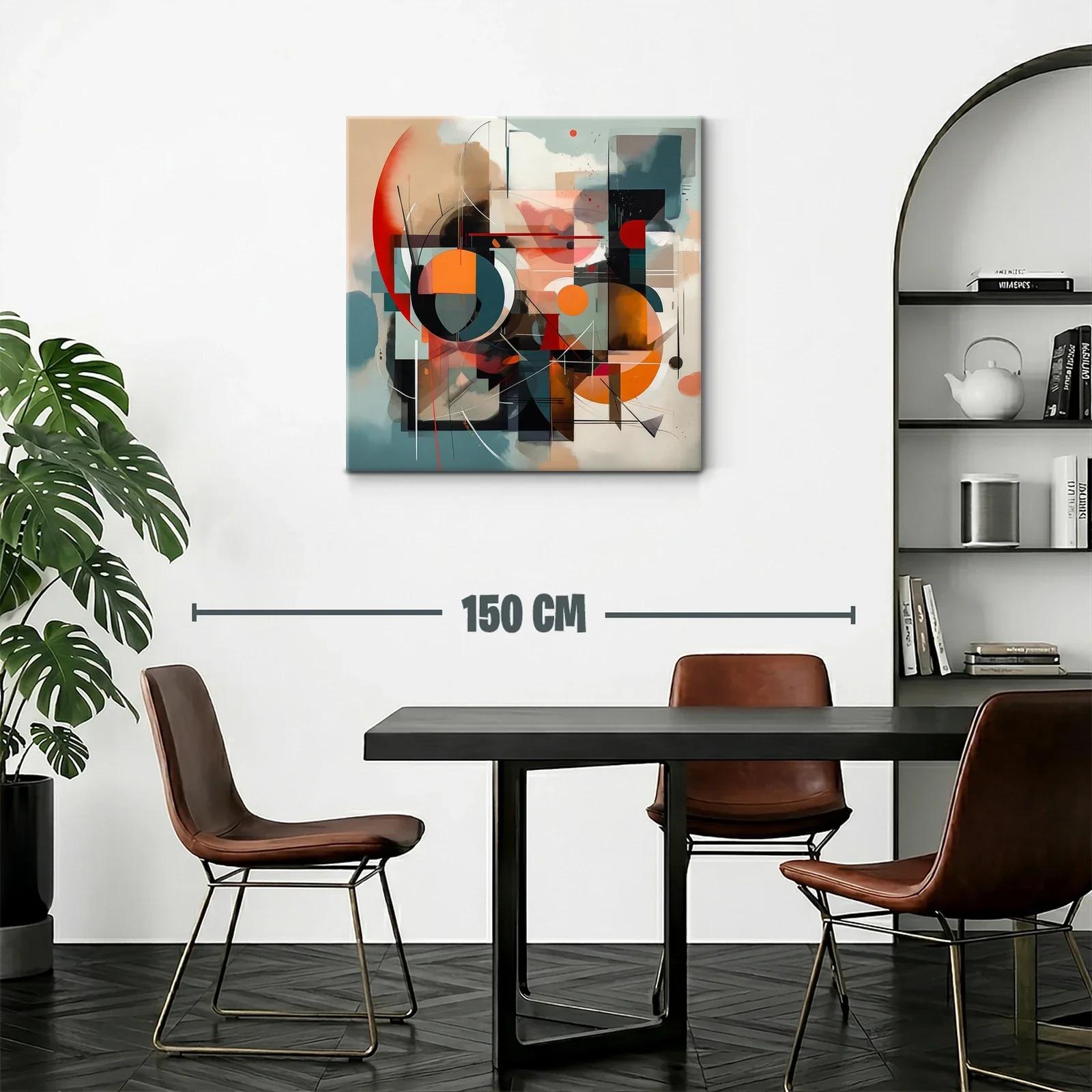 Cuadro abstracto con formas geométricas y paleta cálida — miniatura 2