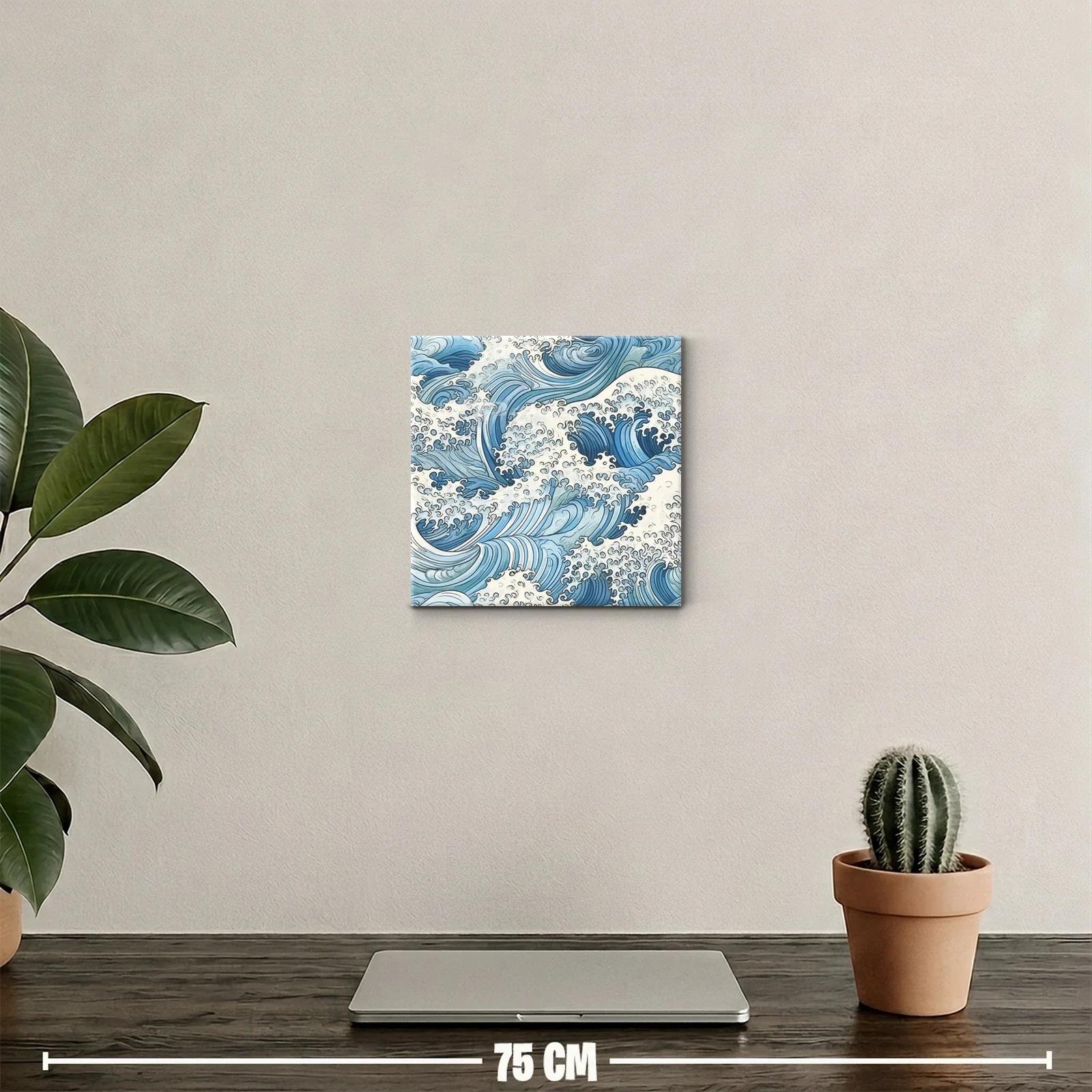 Mar en movimiento con olas estilizadas en azul y blanco — miniatura 2