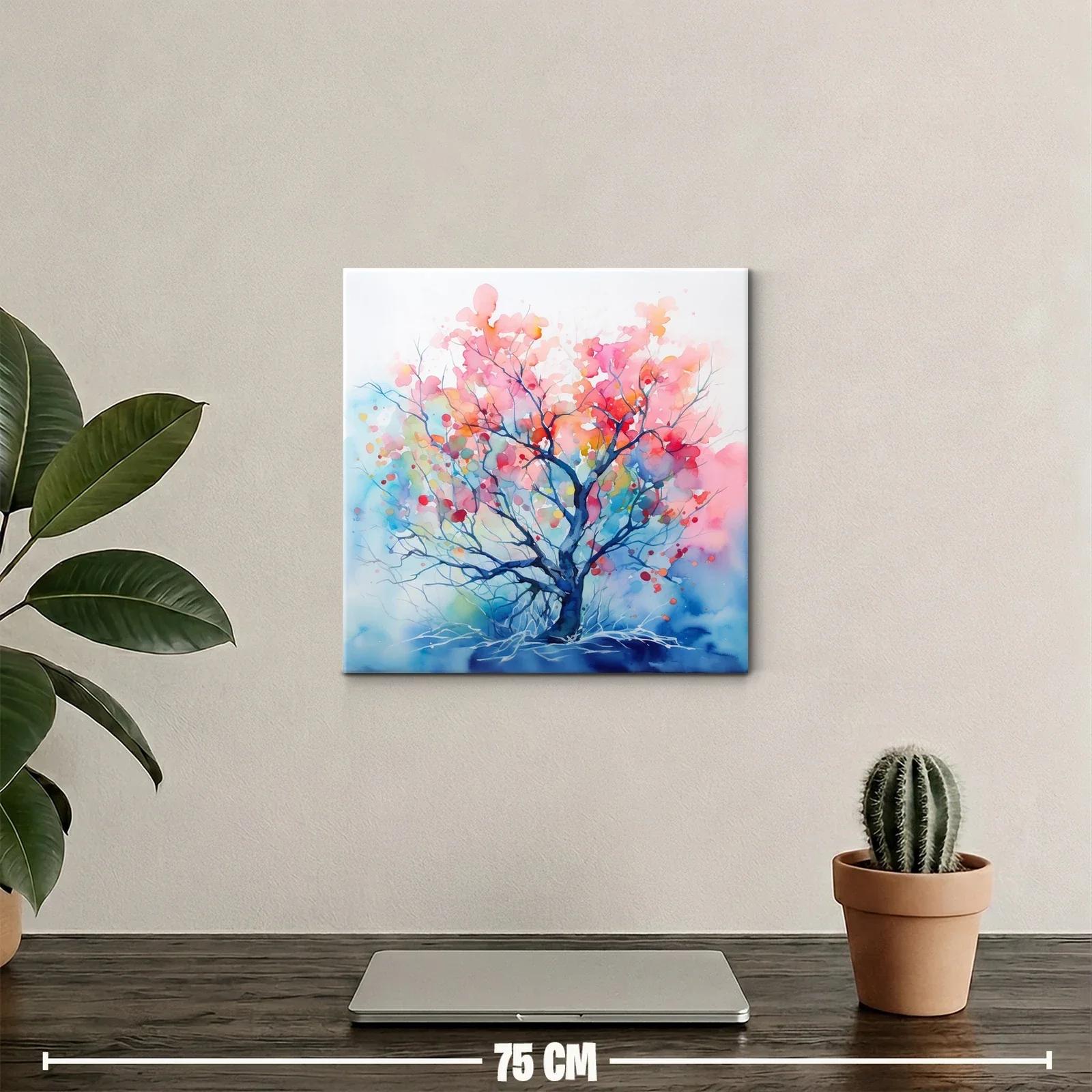 Árbol abstracto en tonos cálidos y fríos vibrantes — miniatura 2