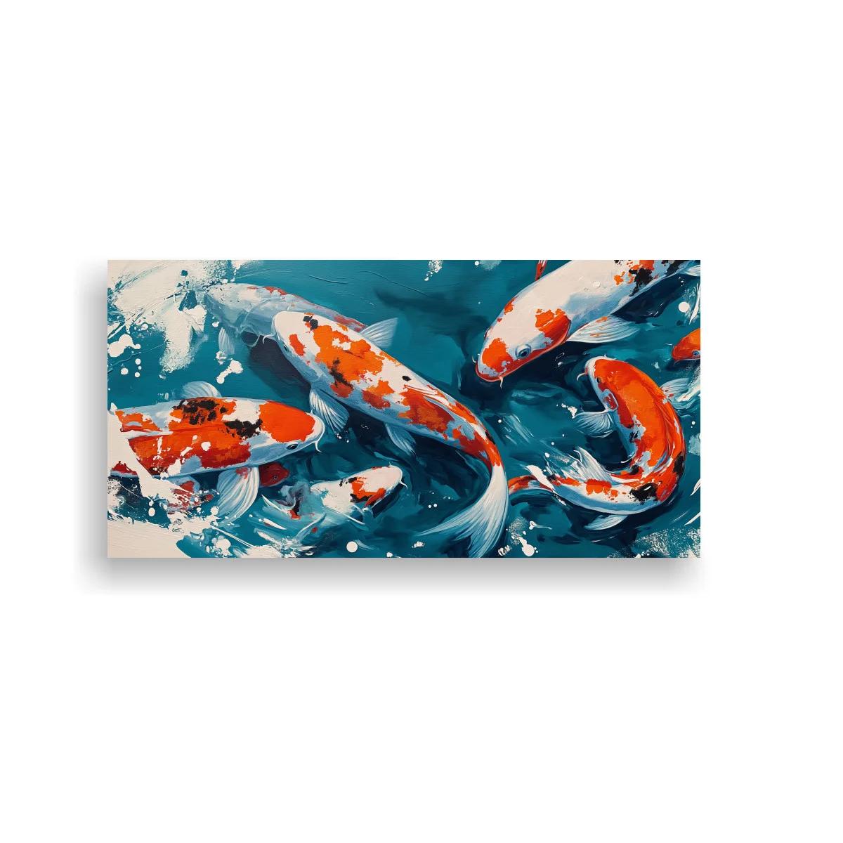 Cuadro peces koi naranjas y blancos con remolinos — imagen principal
