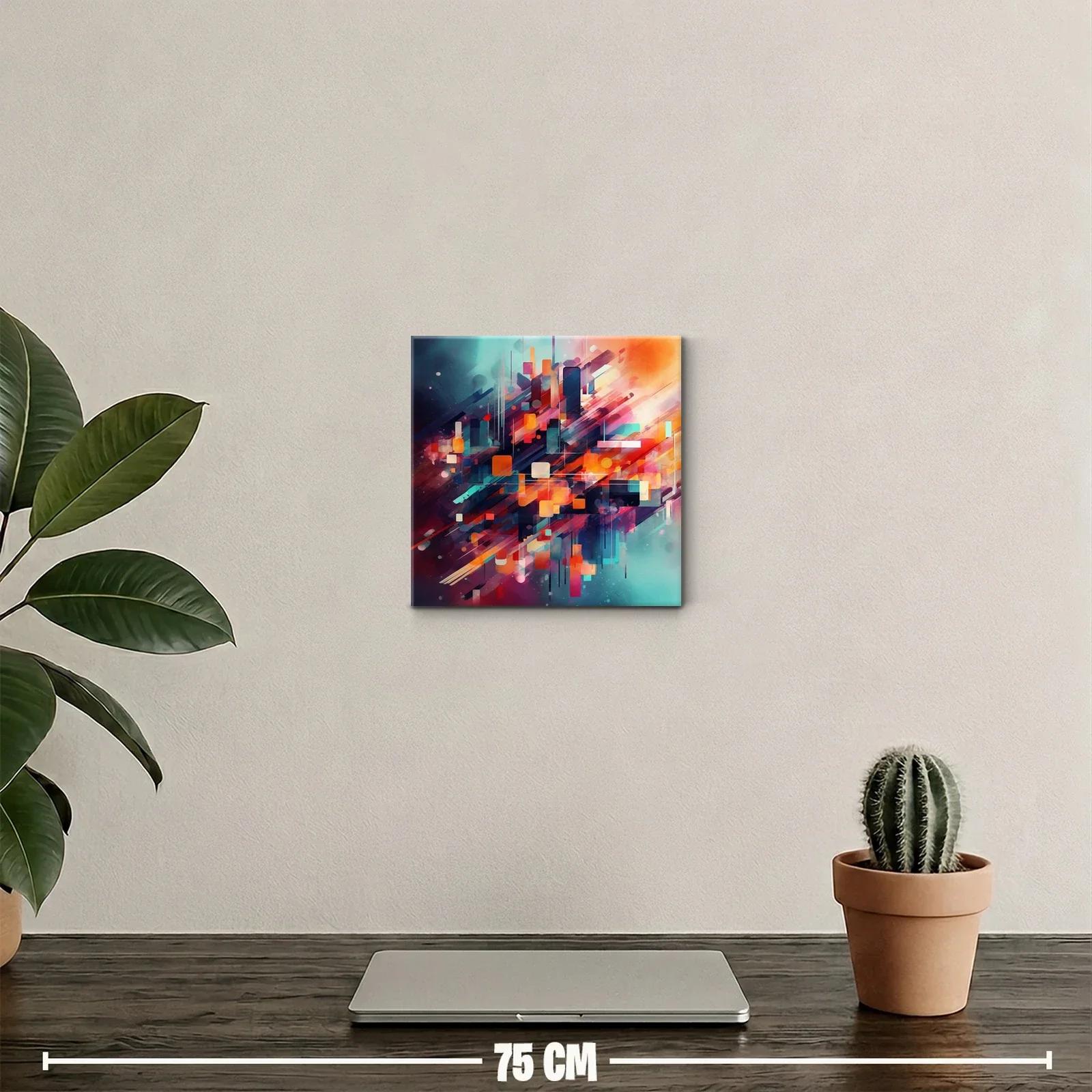 Cuadro abstracto con formas geométricas y vibrantes colores — miniatura 2