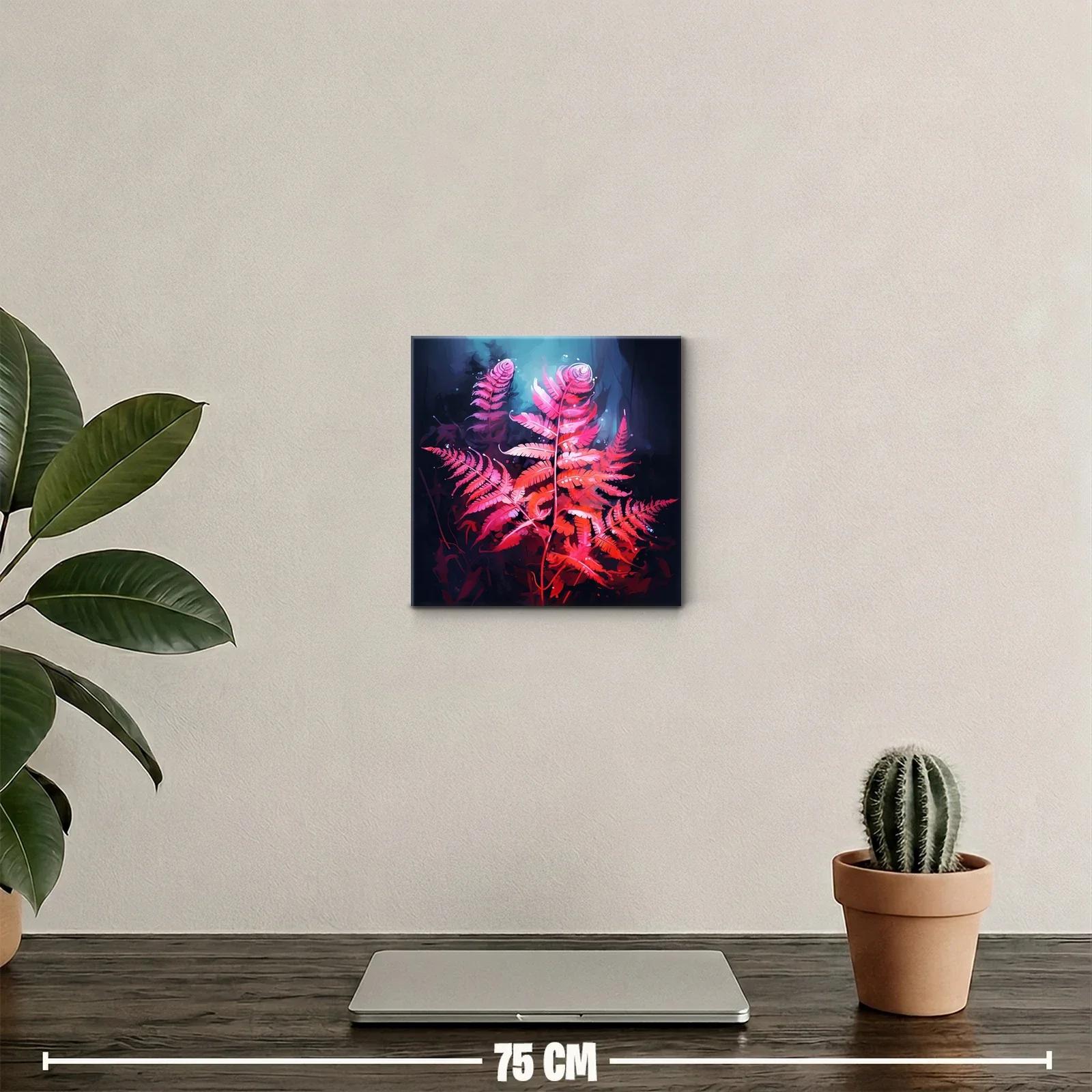 Vibrante helecho rojo sobre fondo azul profundo — miniatura 2