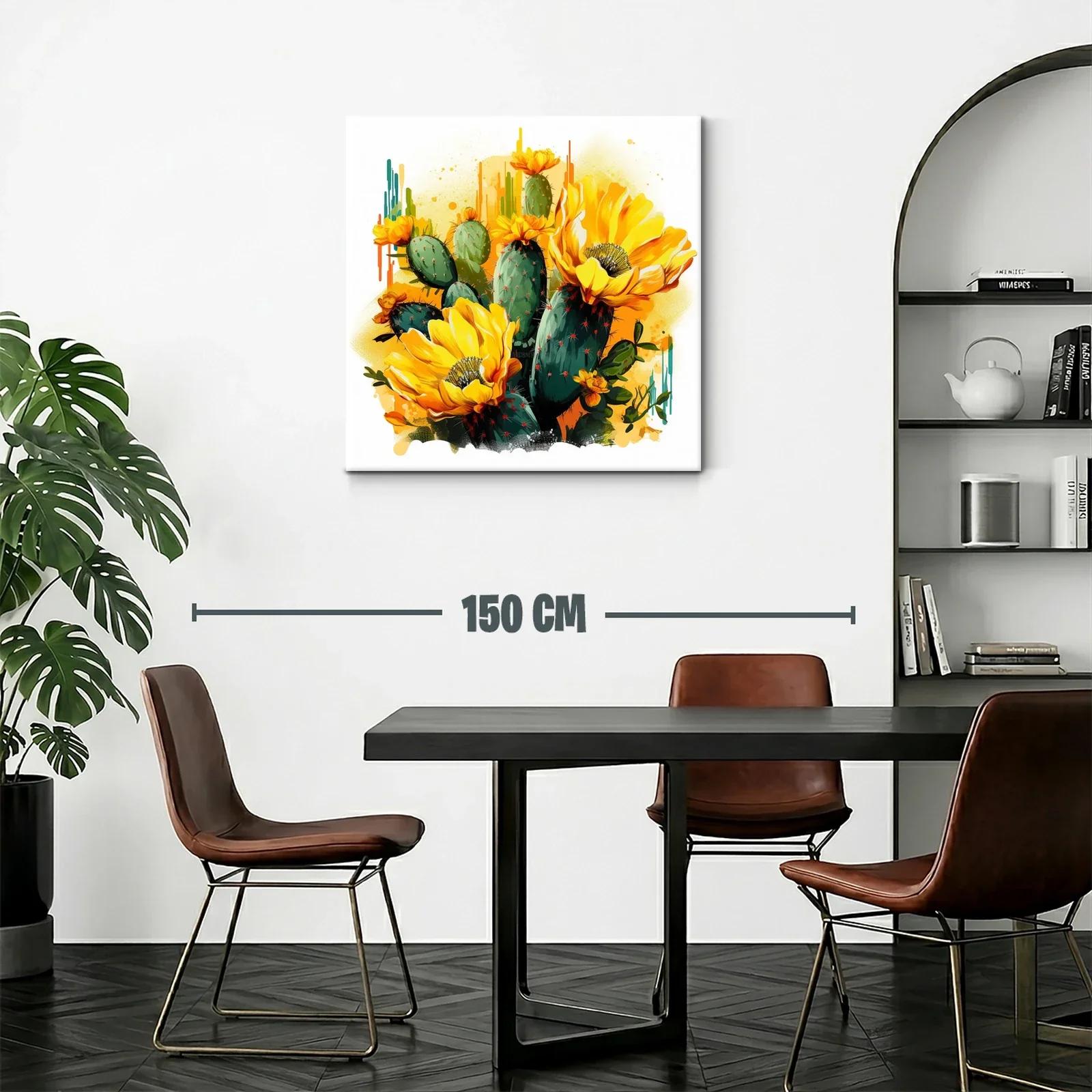 Vibrante composición de cactus en flor amarilla y verde — miniatura 2