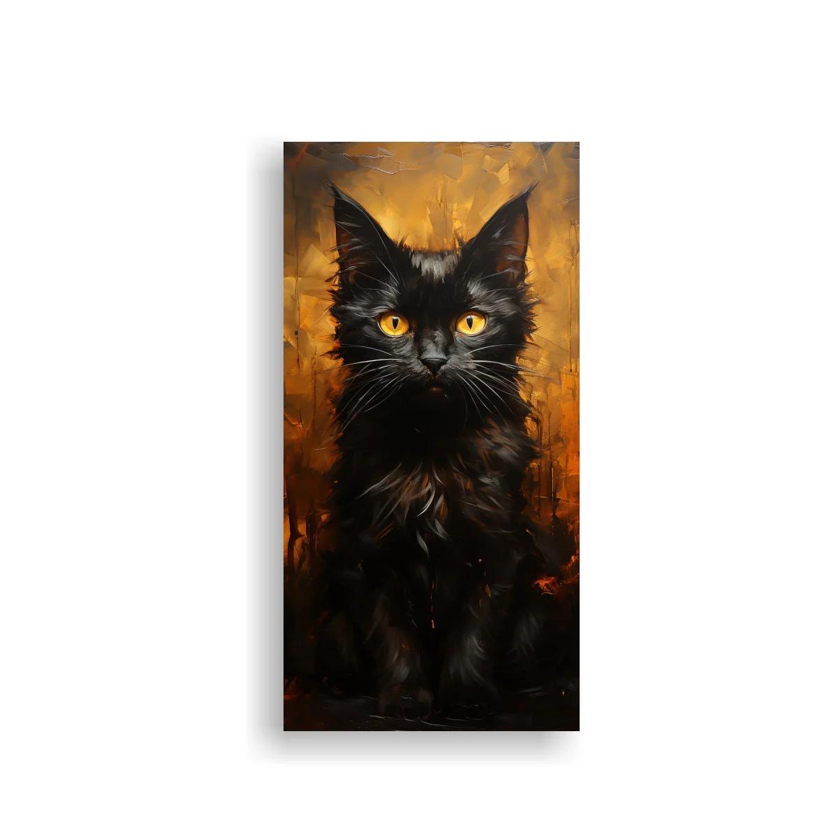 Cuadro gato negro de ojos amarillos