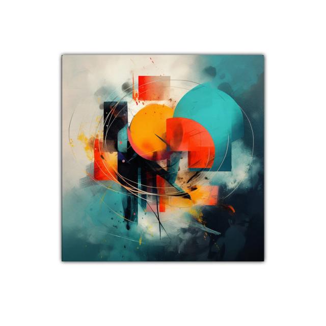 Composición abstracta con formas geométricas y colores vibrantes