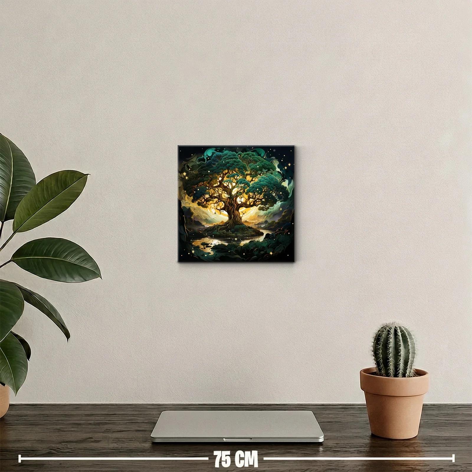 Árbol mágico iluminado con tonos verdes y dorados — miniatura 2