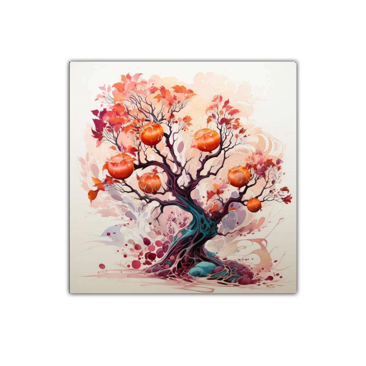 Árbol de frutos vibrantes en tonos cálidos y púrpuras — miniatura 1