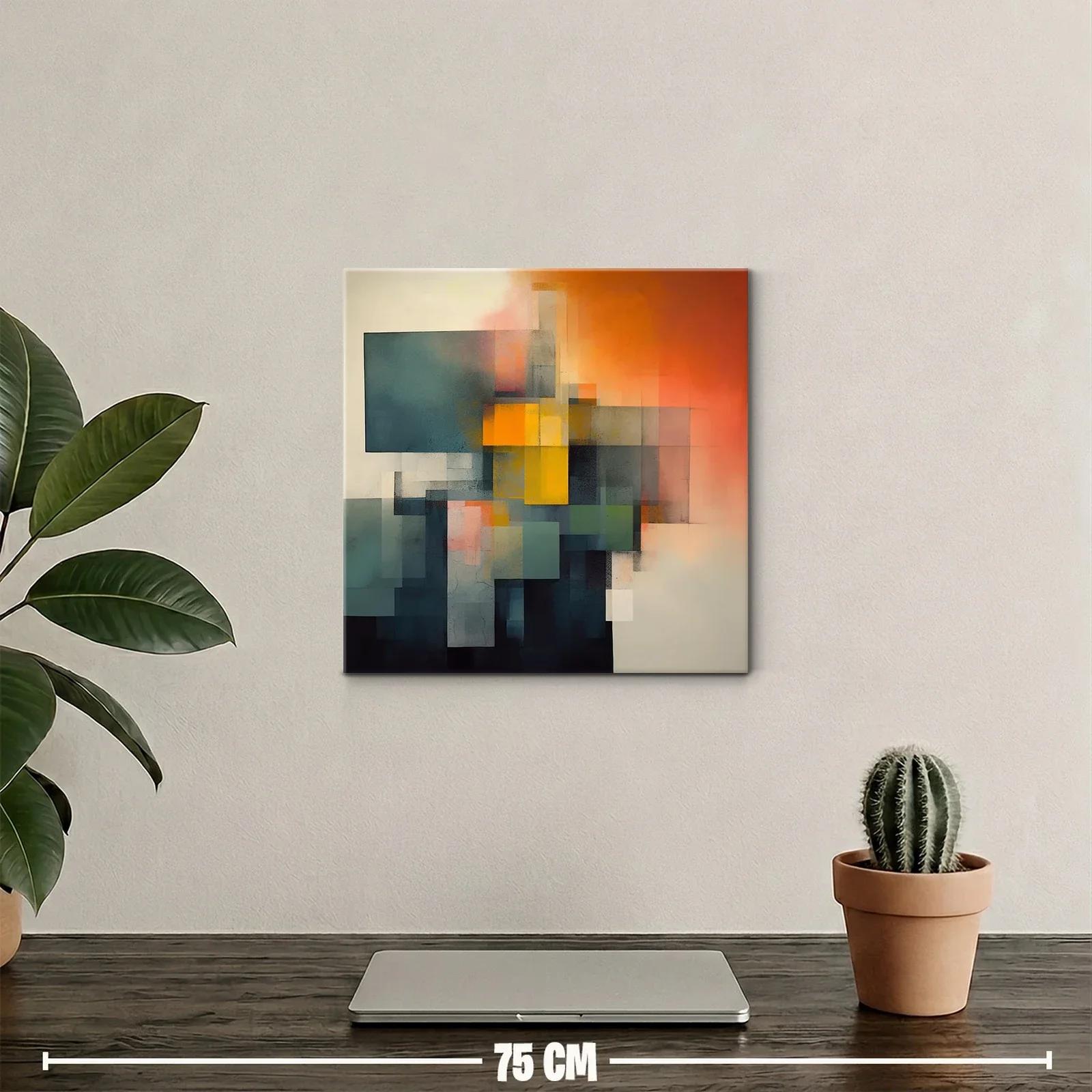Composición geométrica con tonos cálidos y fríos contrastantes — miniatura 2