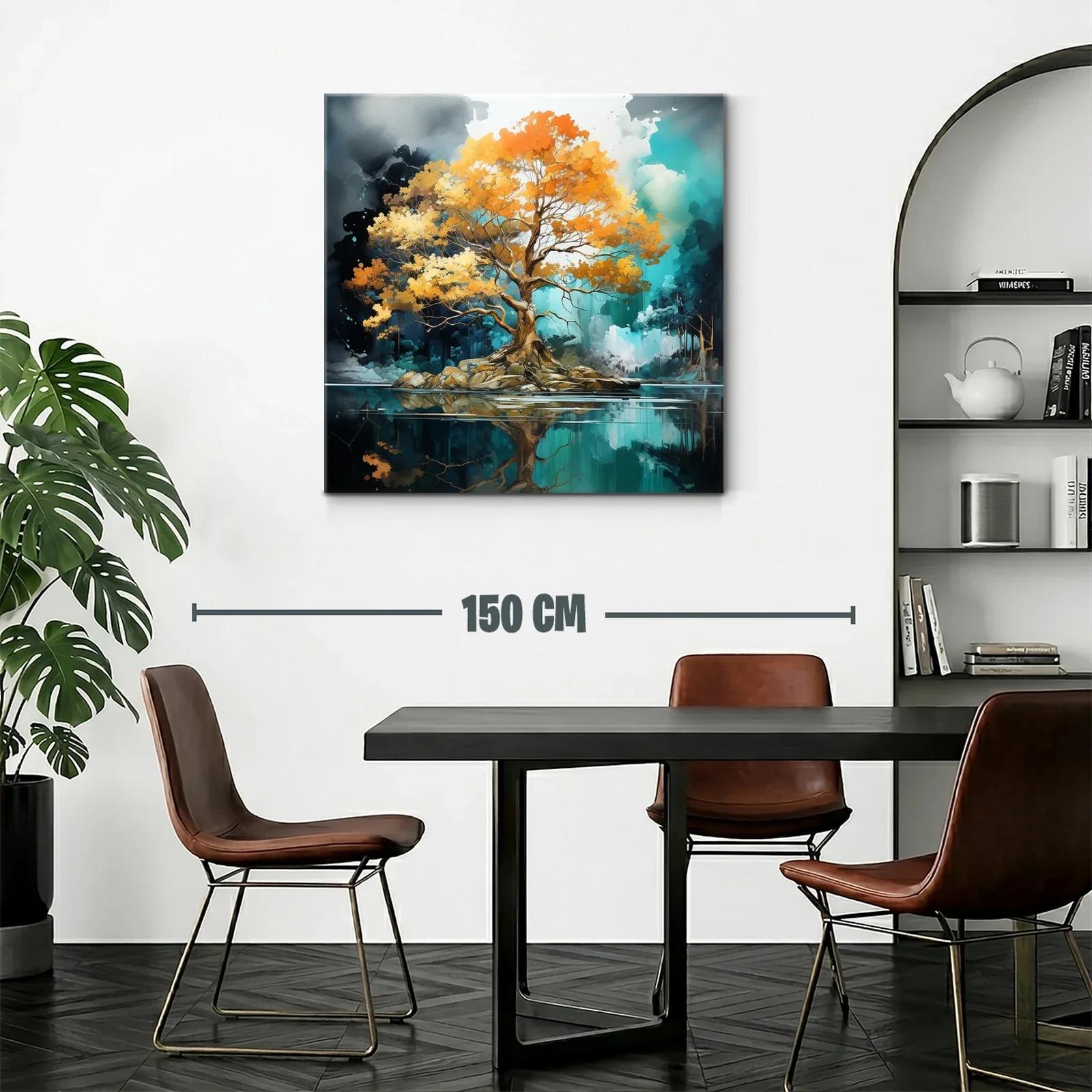 Árbol dorado reflejado en lago sereno y mágico — miniatura 2