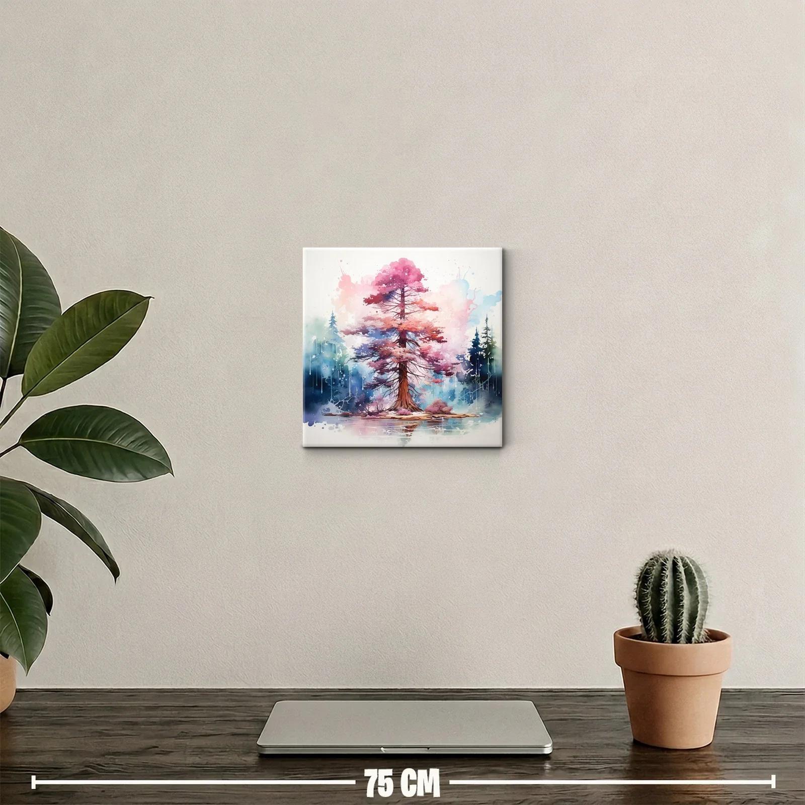 Árbol en tonos rosas y azules con reflejo en agua — miniatura 2