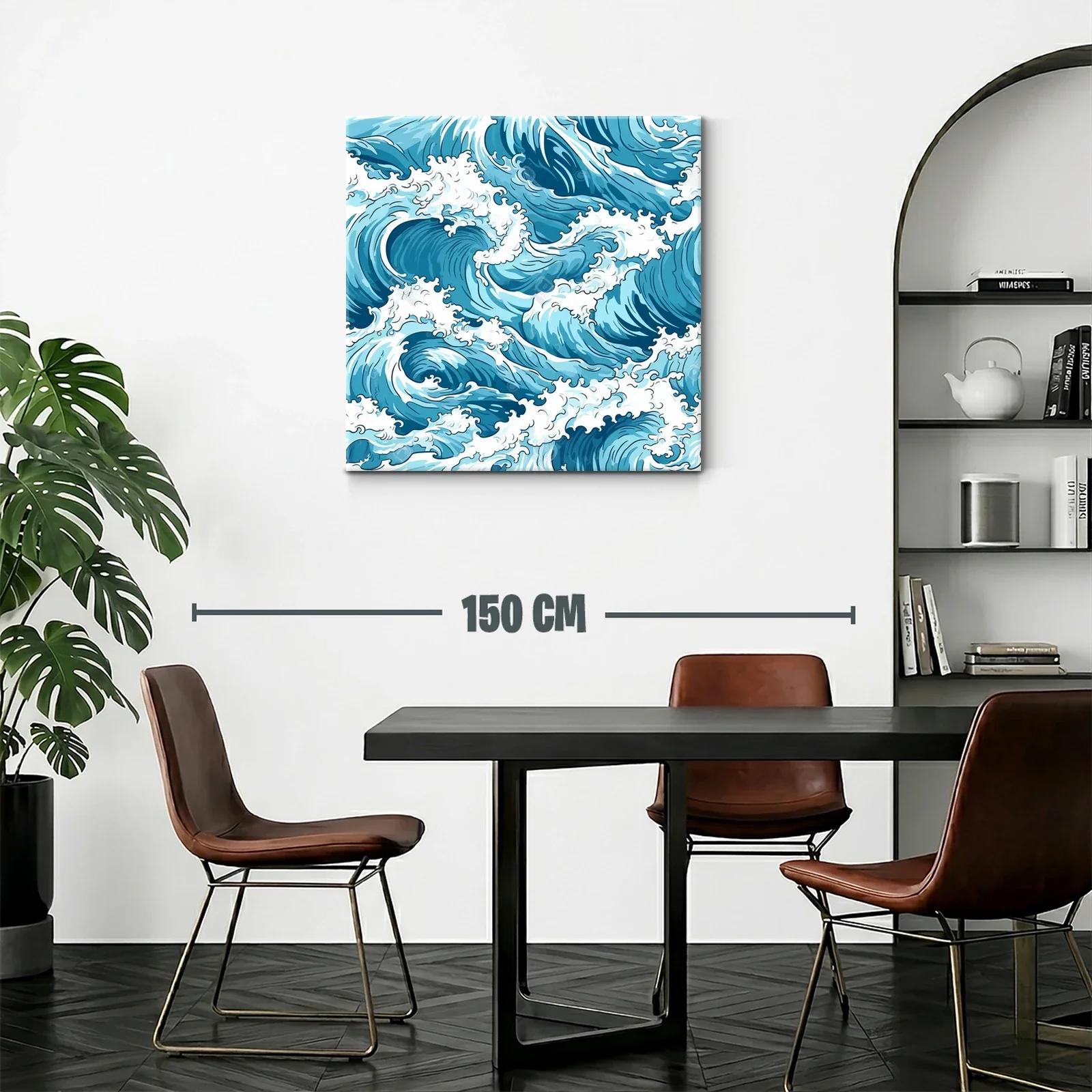 Impresionante obra de olas marinas en tonos azules y blancos — miniatura 2