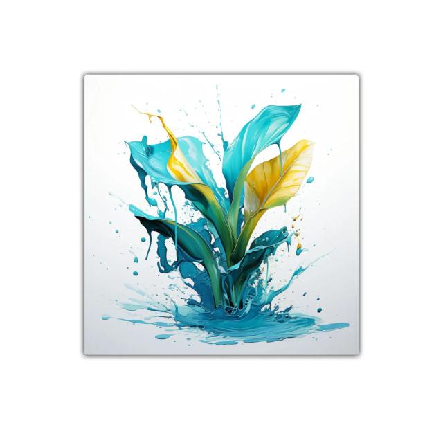 Composición vibrante con formas líquidas en azul y amarillo