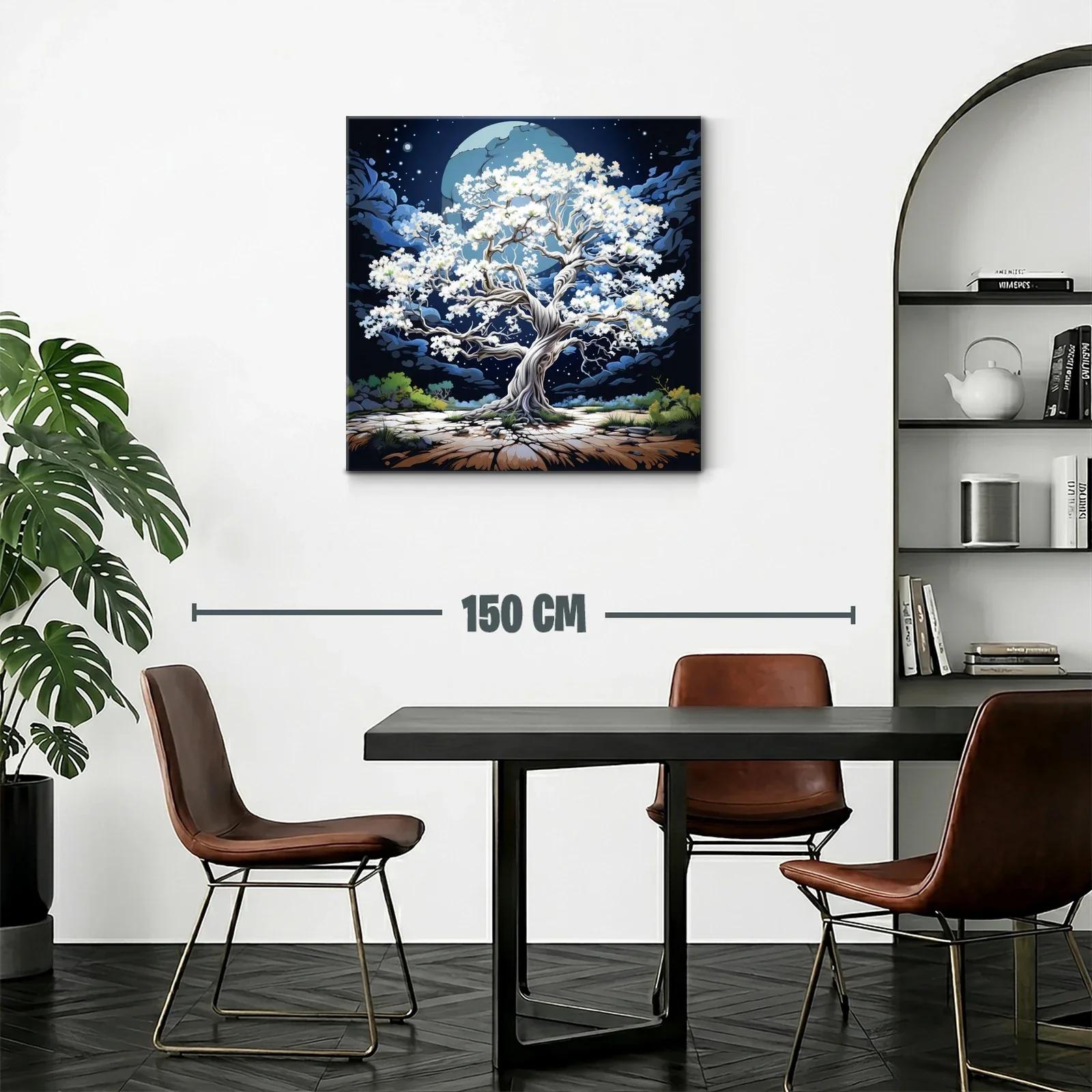 Árbol Blanco Brillando Bajo La Luna Llena — miniatura 2