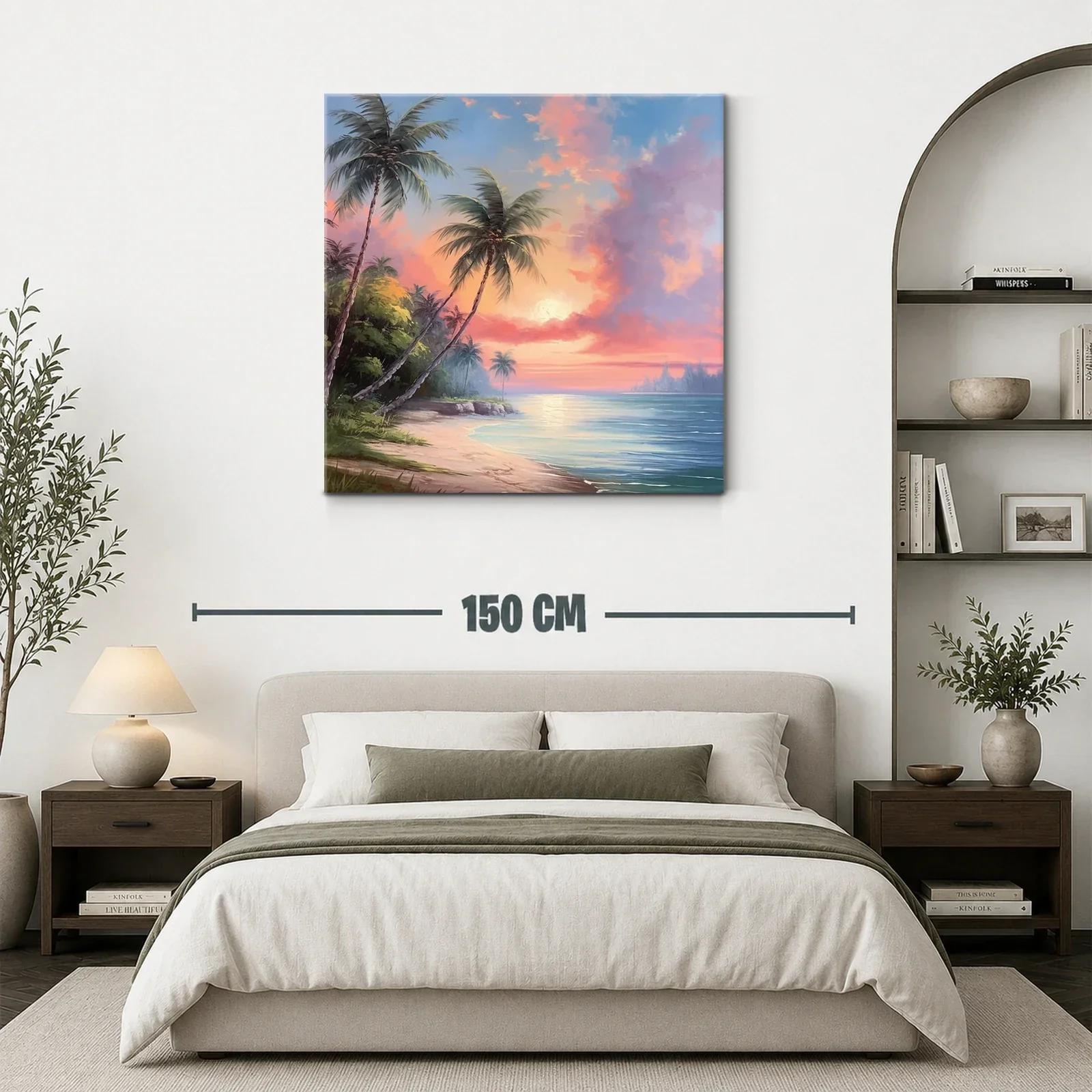 Atardecer tropical con palmeras junto al mar — miniatura 3
