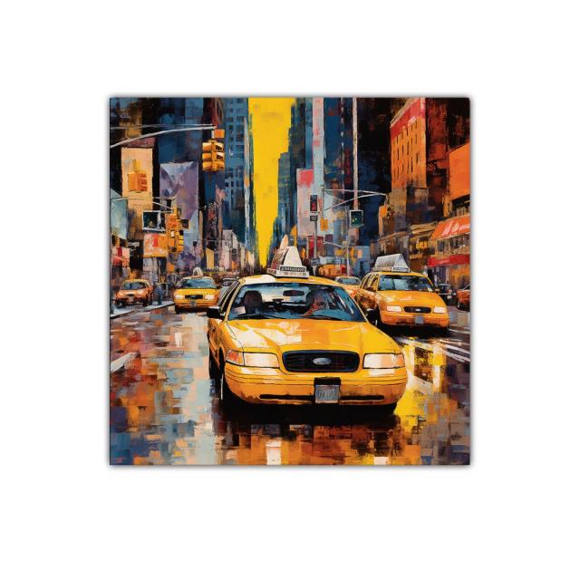 Vibrante escena urbana con taxis amarillos en ciudad