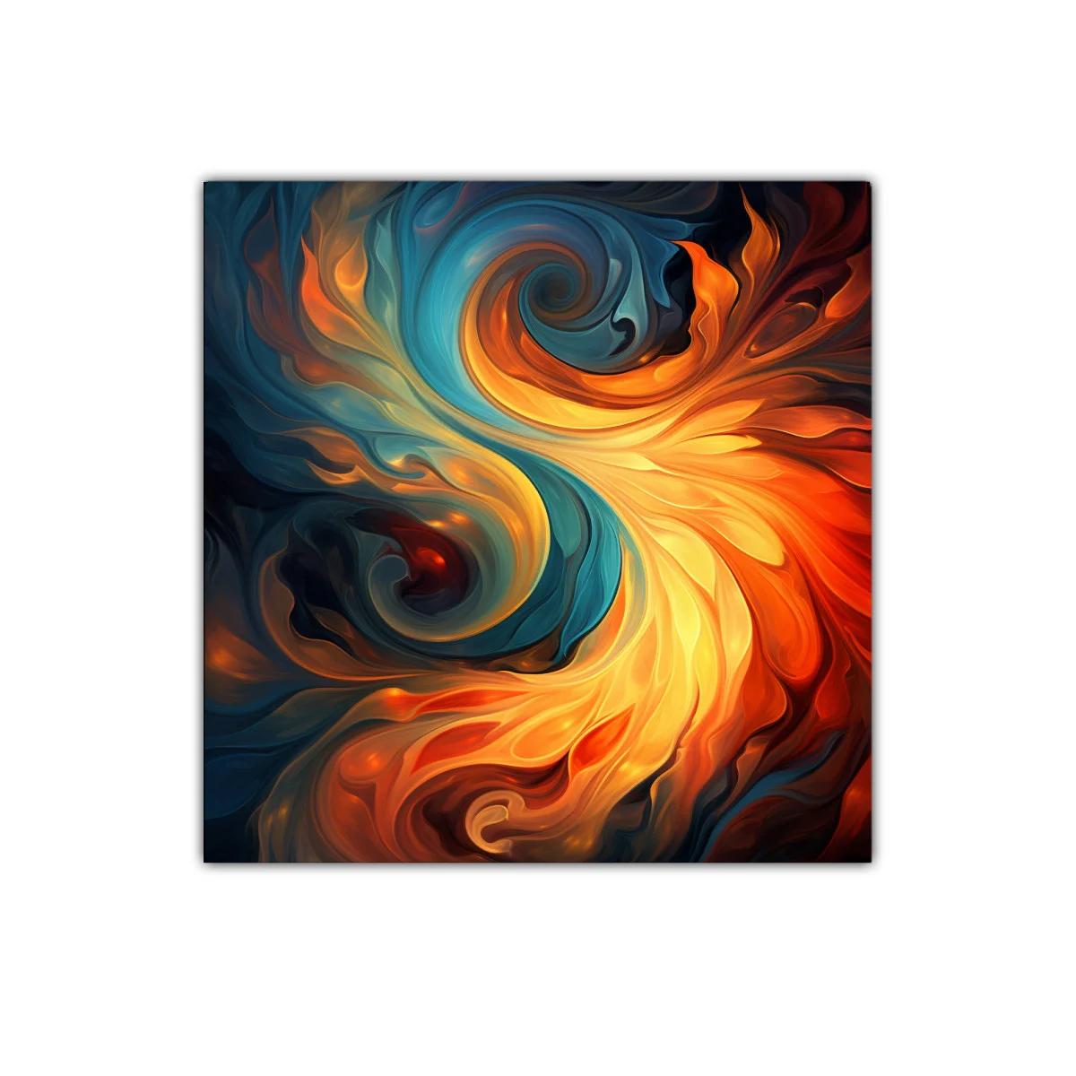 Cuadro decorativo con espiral de fuego y agua en movimiento