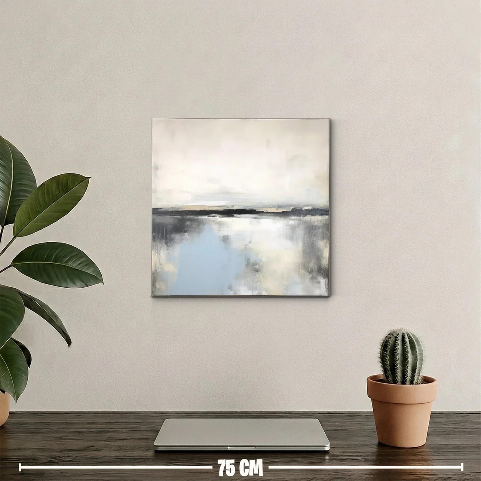 Paisaje abstracto sereno con tonos neutros y azul suave — miniatura 2