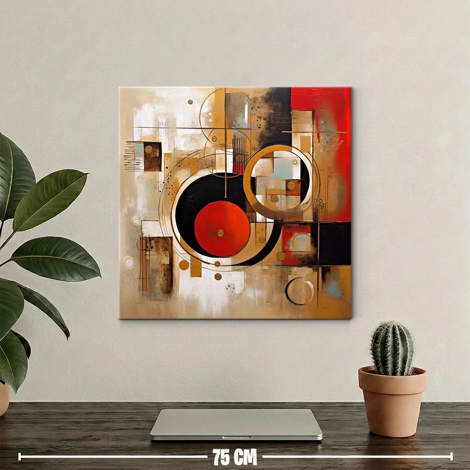 Composición abstracta con contrastes en rojo y dorado — miniatura 2