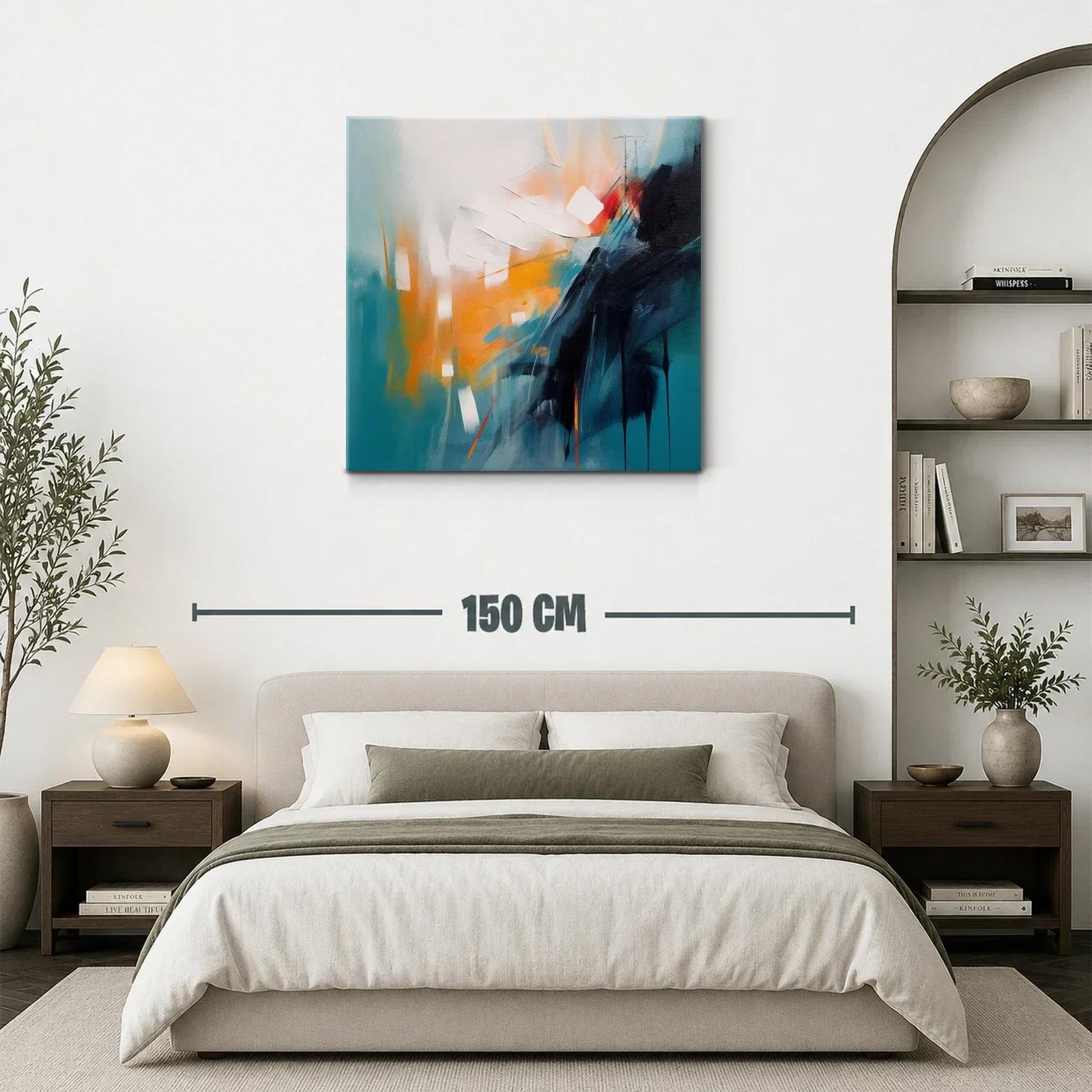 Cuadro abstracto con vibrantes tonos cálidos y fríos — miniatura 3