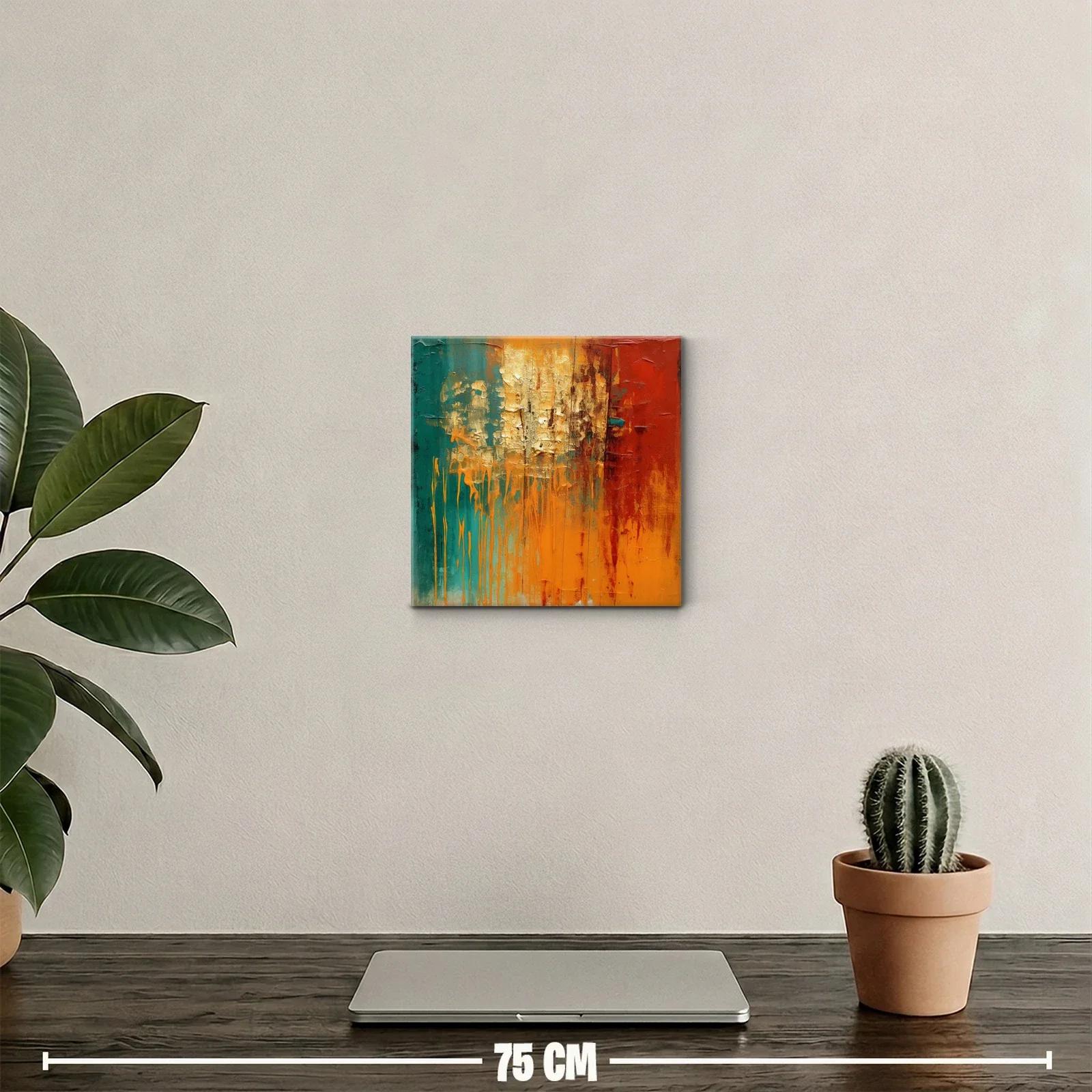 Cuadro abstracto con tonos cálidos y texturas fuertes — miniatura 2