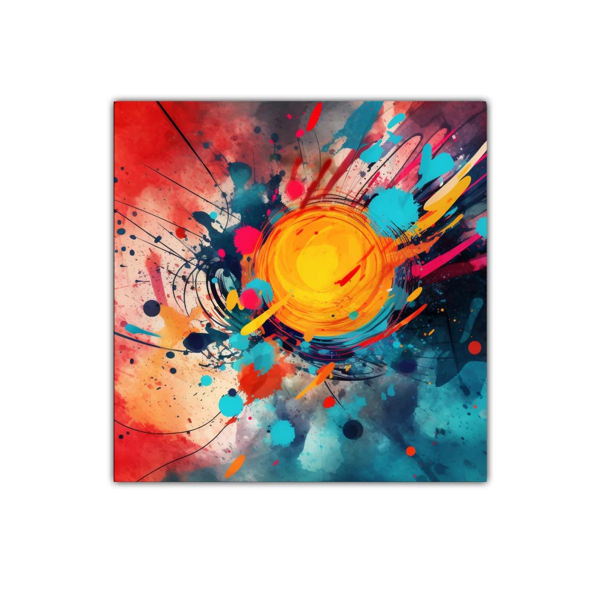 Cuadro abstracto explosión de color y energía vibrante