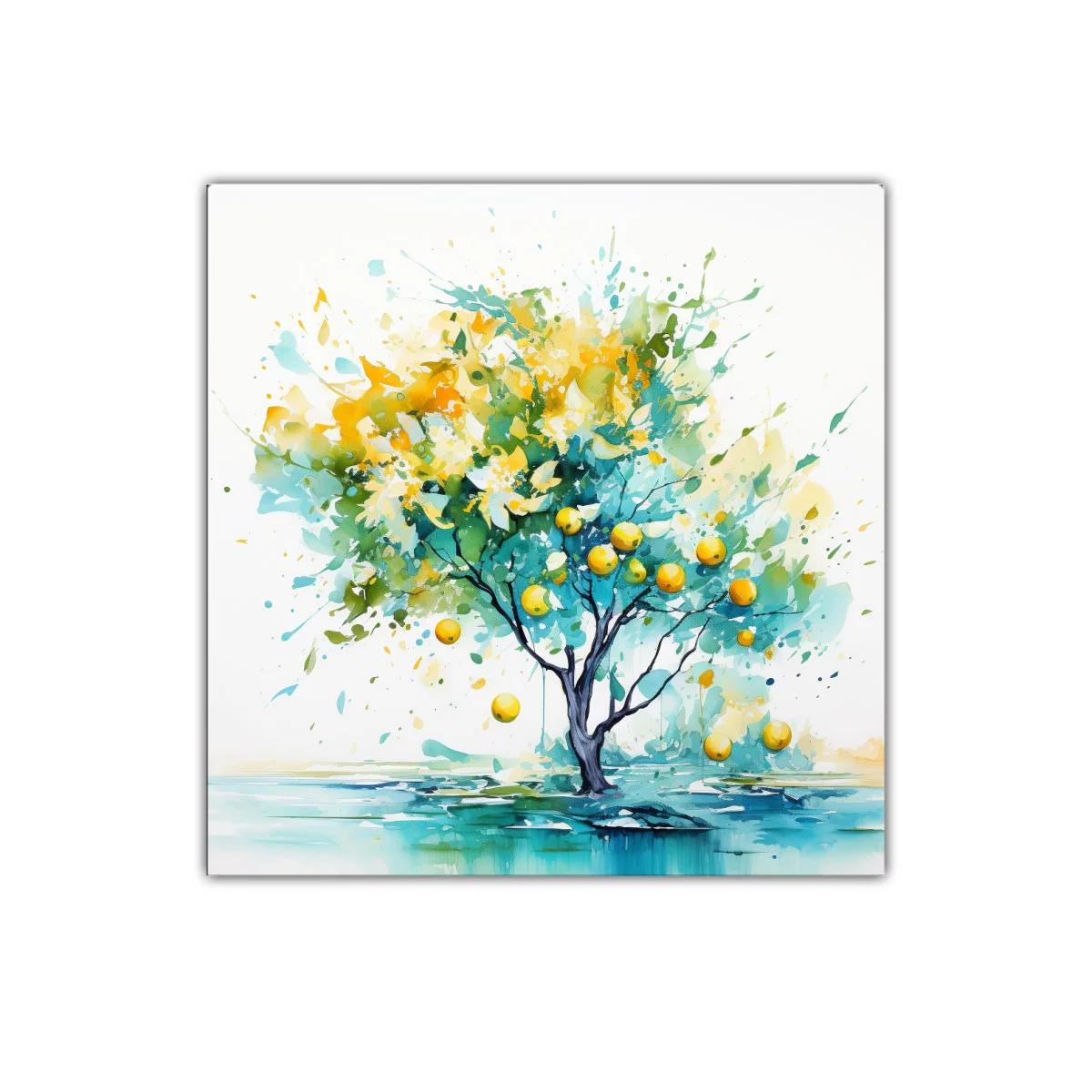 Árbol encantado con frutos en vibrantes tonos azules y amarillos — imagen principal