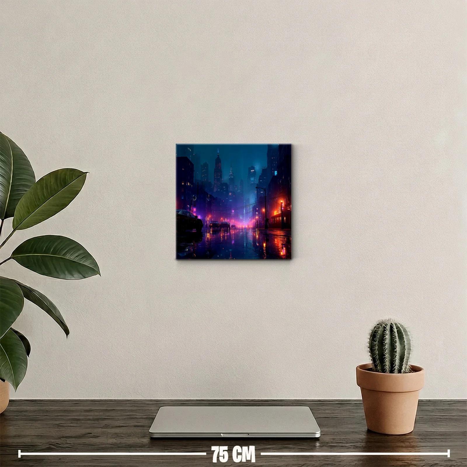 Paisaje urbano nocturno con luces de neón vibrantes — miniatura 2