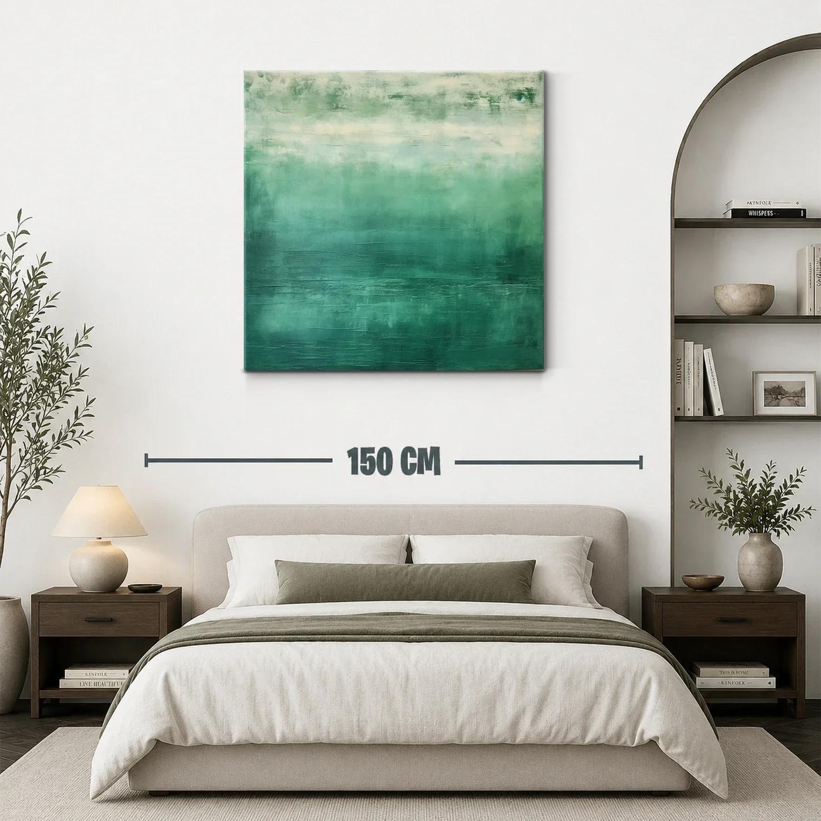 Cuadro abstracto en tonos verdes para ambientes modernos — miniatura 3