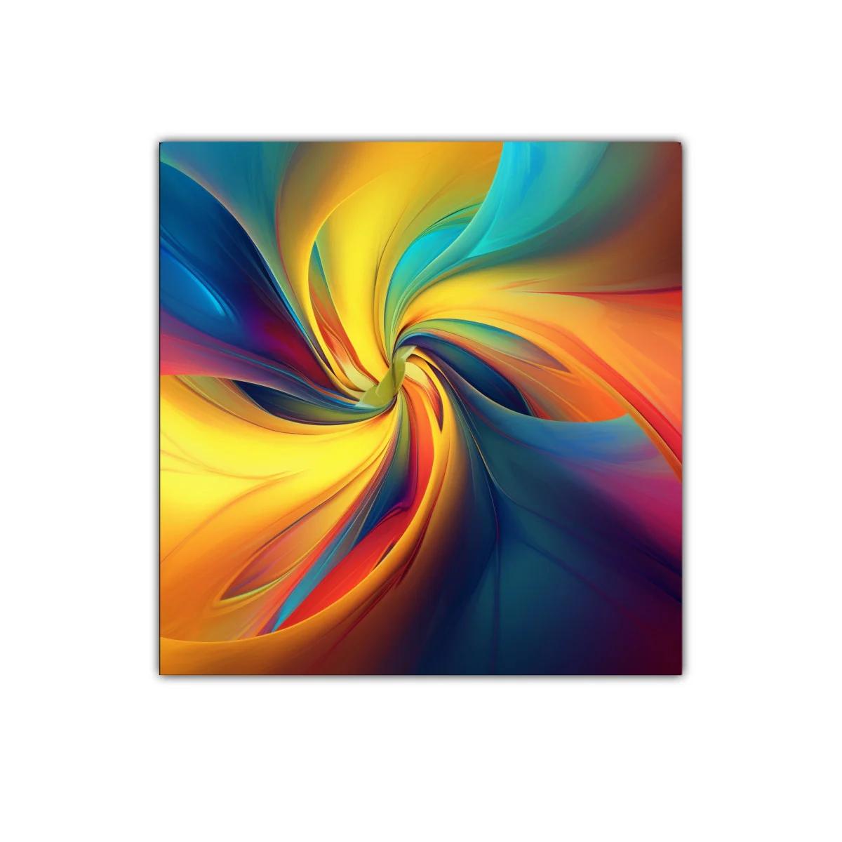 Cuadro abstracto con remolino de colores vibrantes