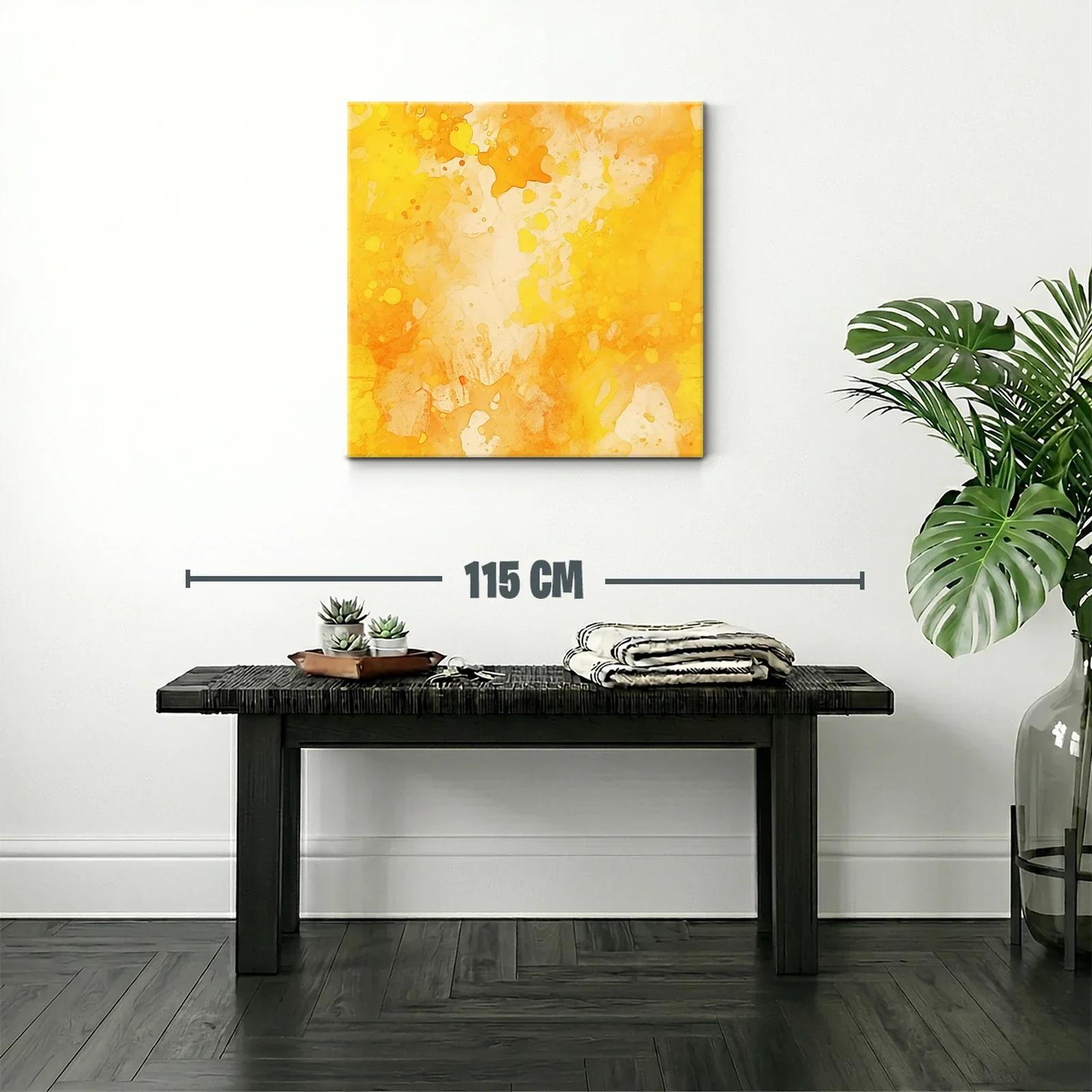 Cuadro abstracto en tonos cálidos amarillos y naranjas — miniatura 2