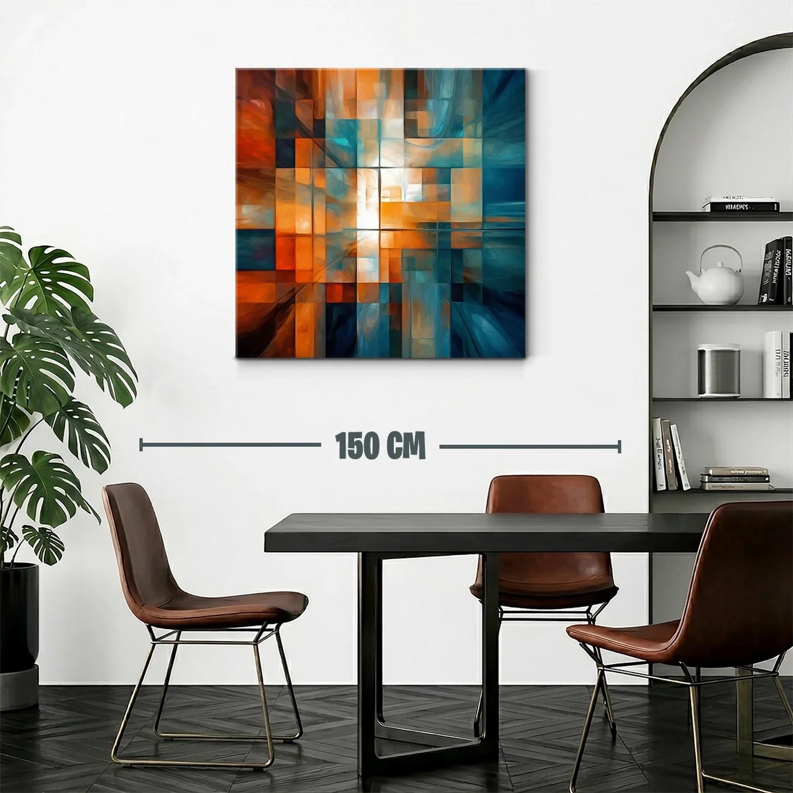 Composición abstracta en tonos cálidos y fríos para espacios modernos — miniatura 2