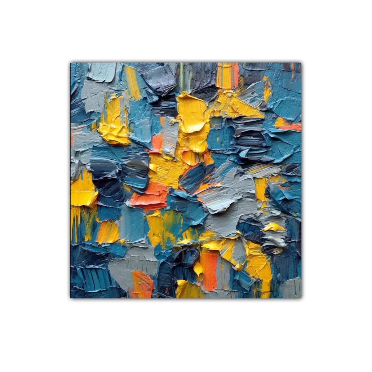 Cuadro abstracto texturizado en vibrantes tonos azules y amarillos — imagen principal