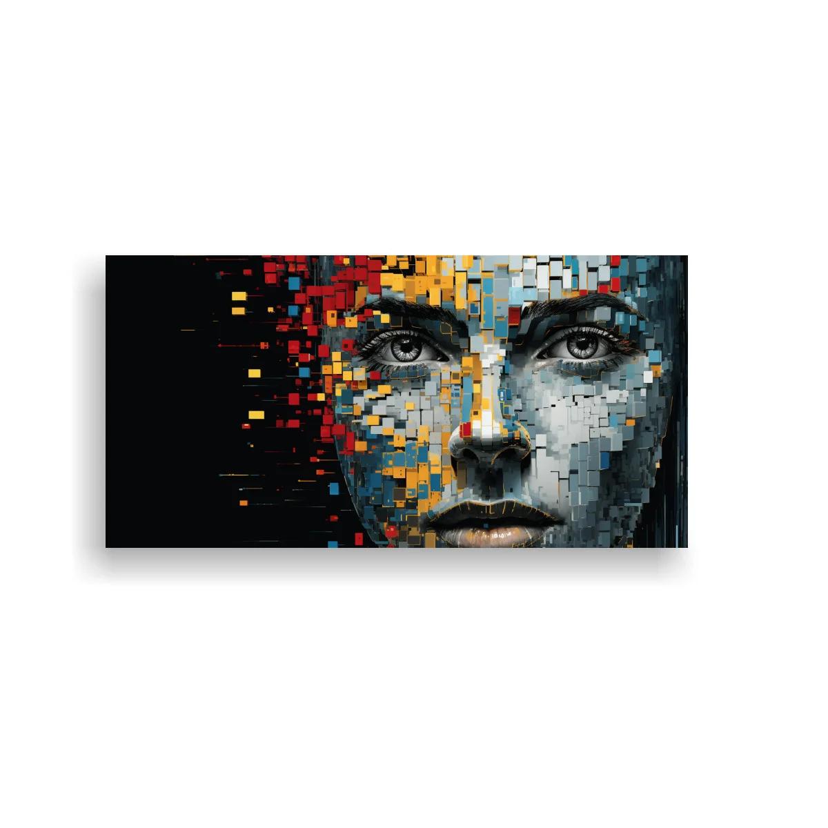 Cuadro rostro de mujer pixelado en alto contraste