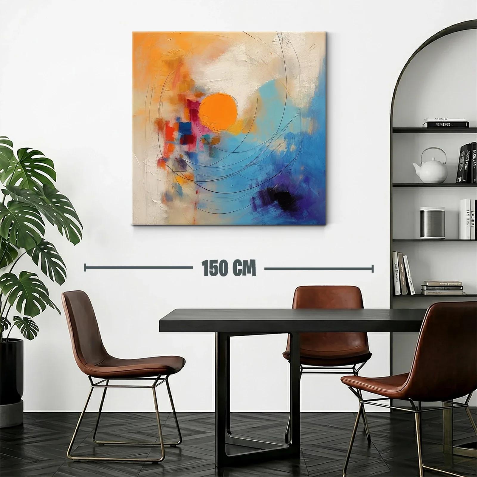 Cuadro abstracto con tonos vibrantes y formas circulares — miniatura 2