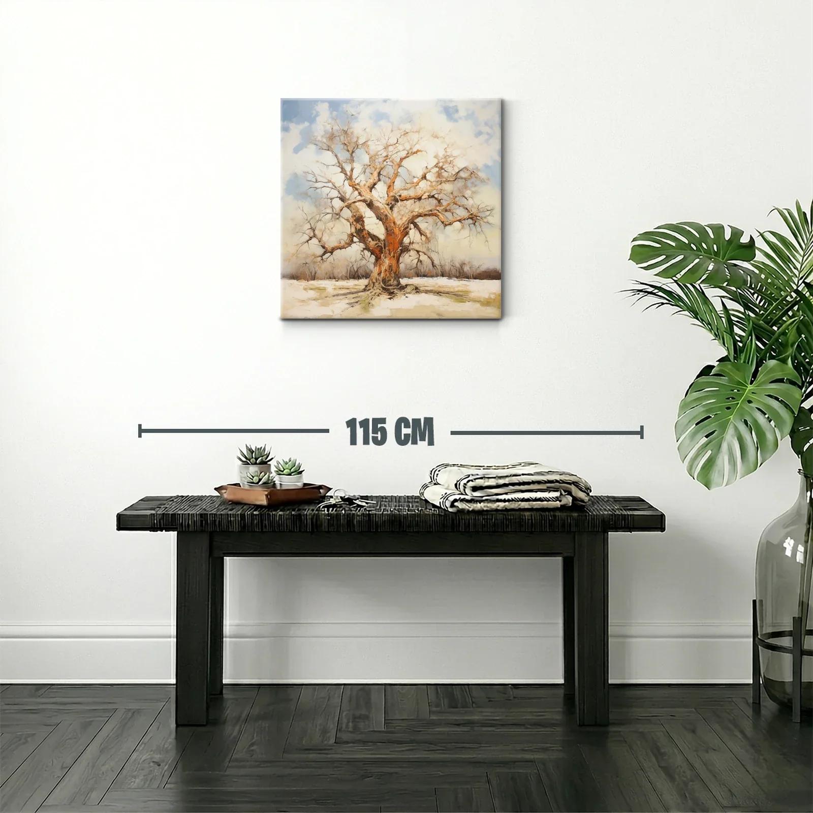 Árbol solitario con tonos cálidos y fondo nevado — miniatura 2