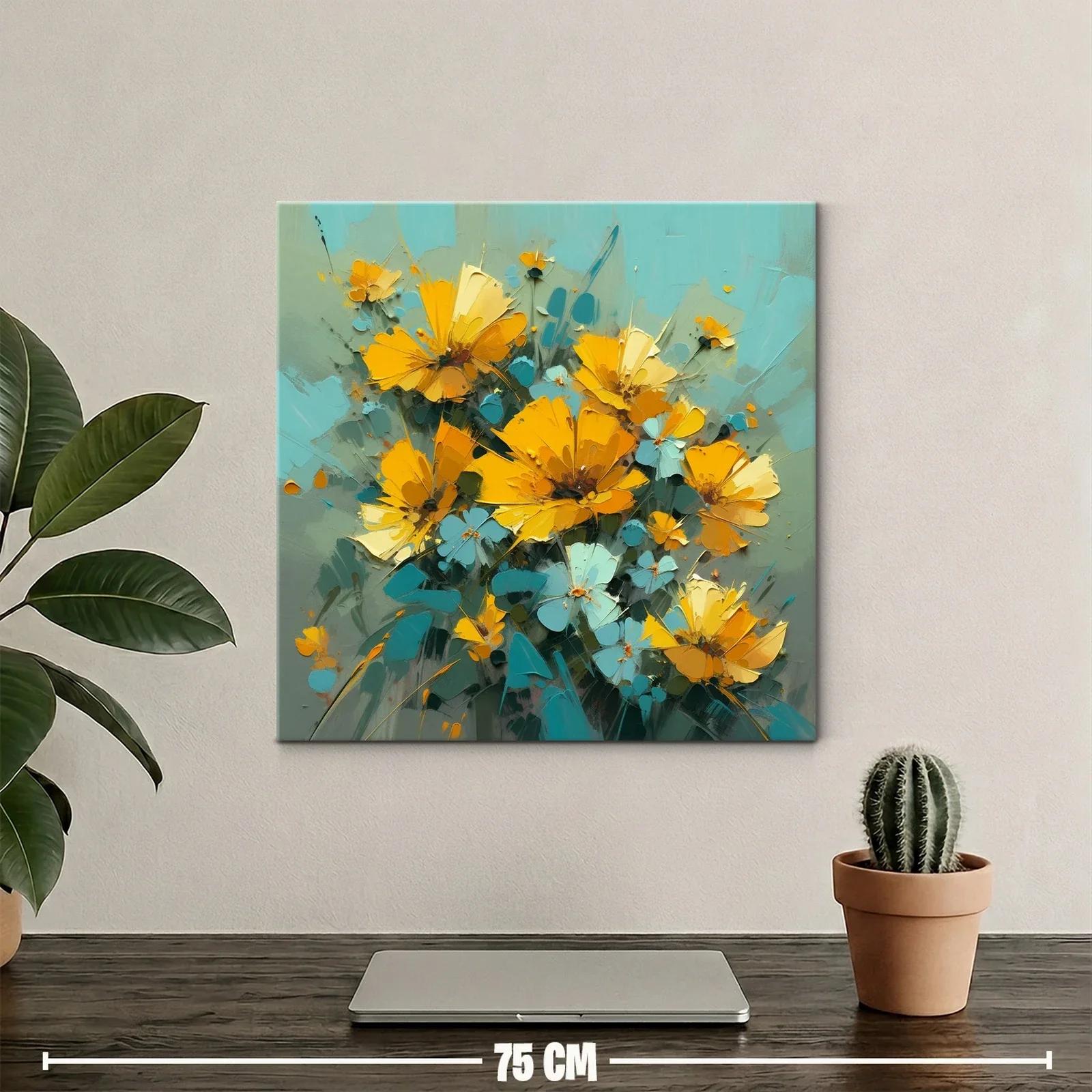 Ramo vibrante de flores amarillas y turquesas — miniatura 2