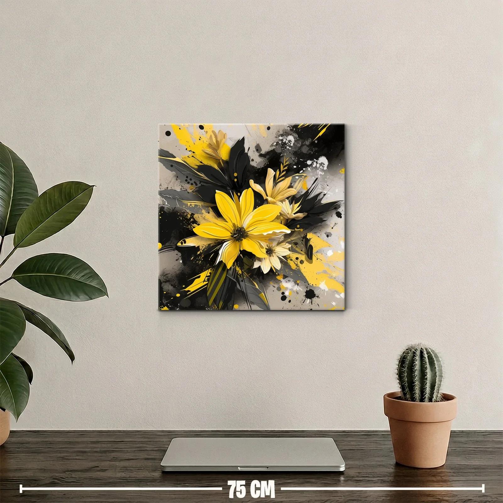 Flores vibrantes en tonos amarillos y negros modernos — miniatura 2