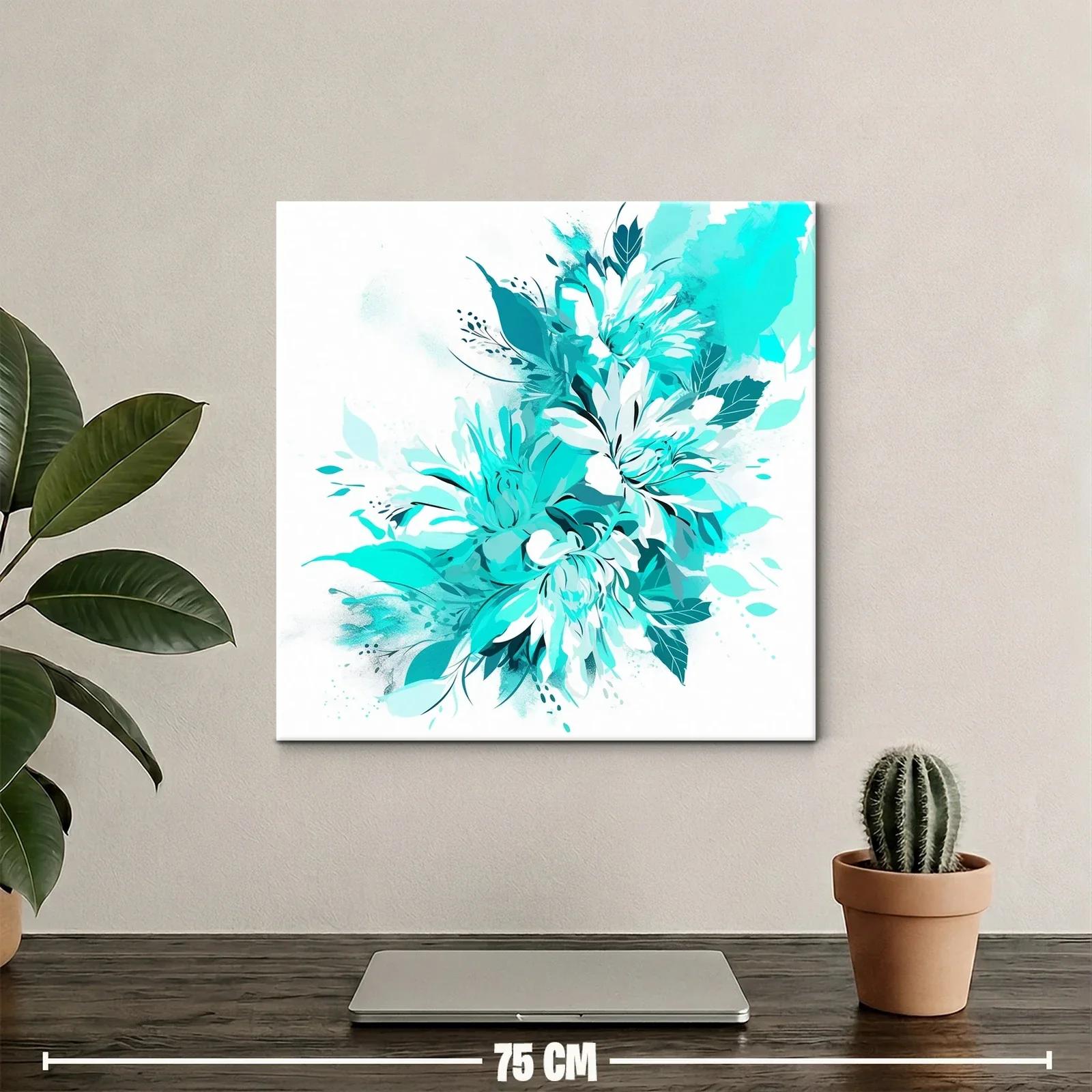 Composición floral en tonos turquesa y blanco vibrante — miniatura 2